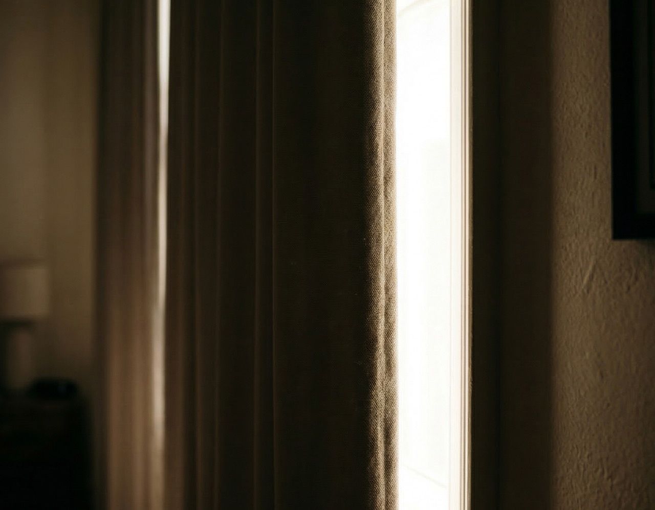 White fabric of curtains showing how light gets through