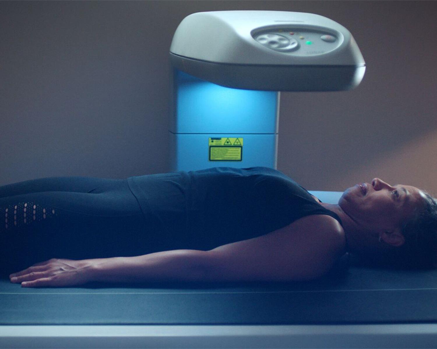 A woman getting a body scan