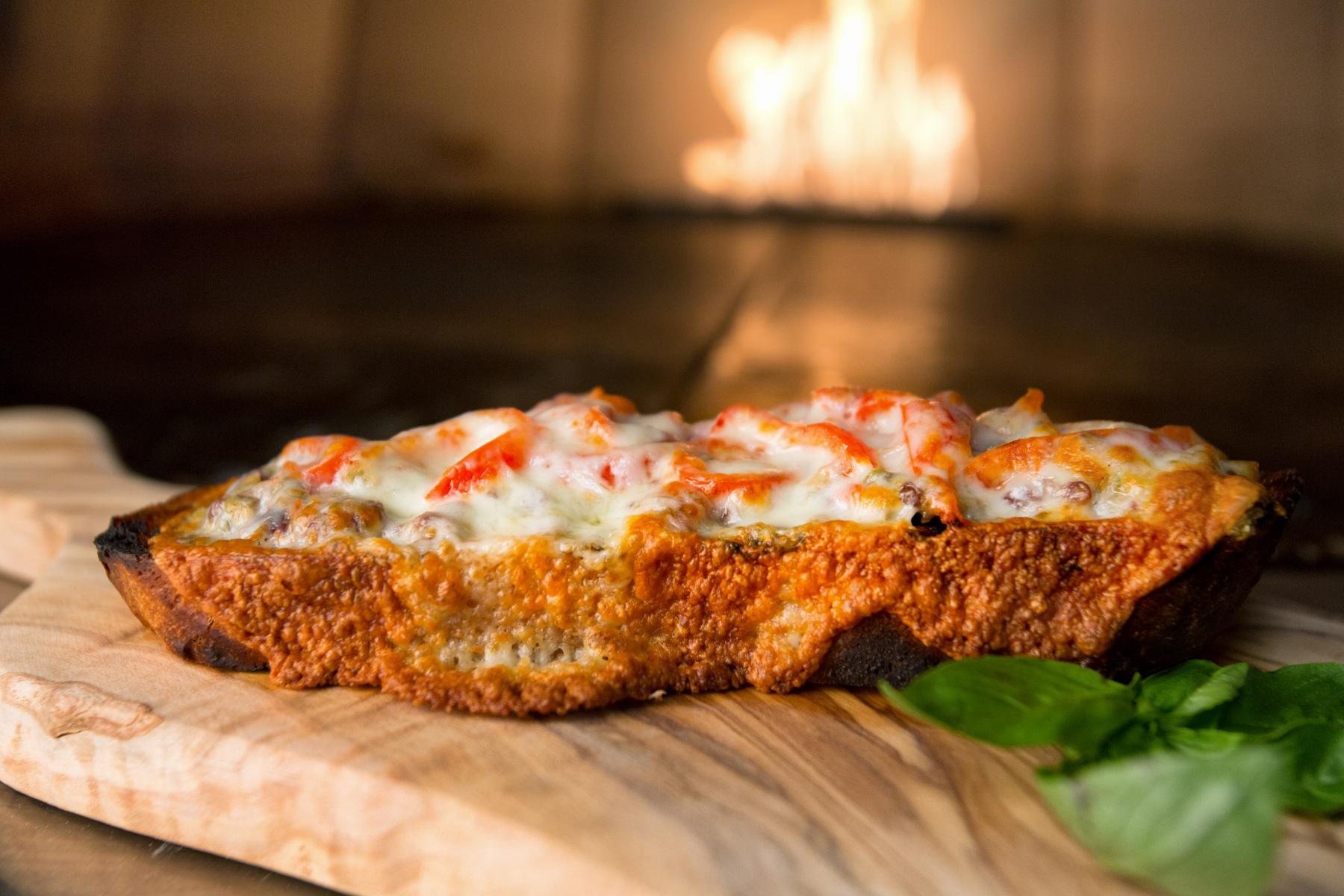 Close-up of Italian grilled cheese sandwich.