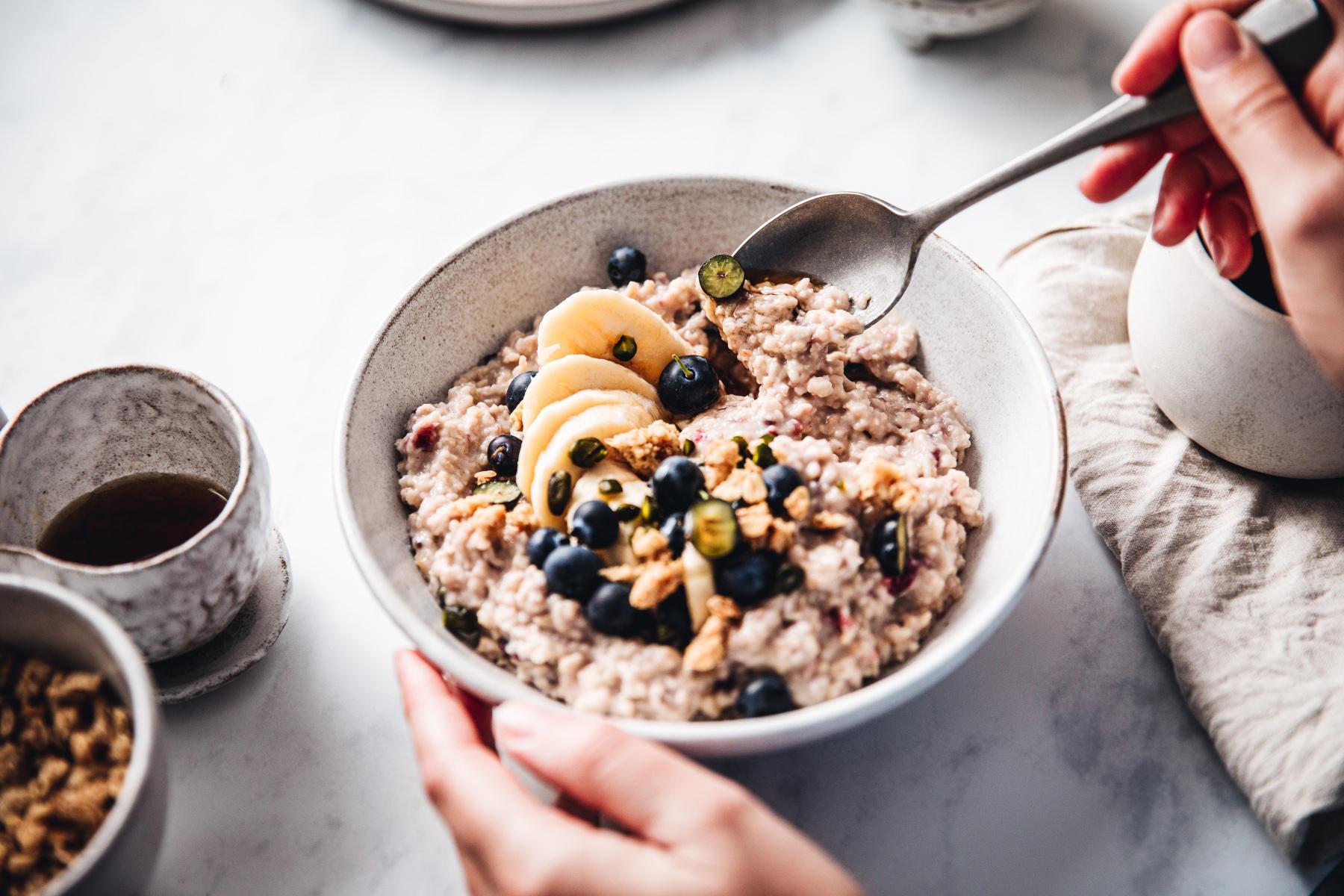 close-up of bowl of oatmeal