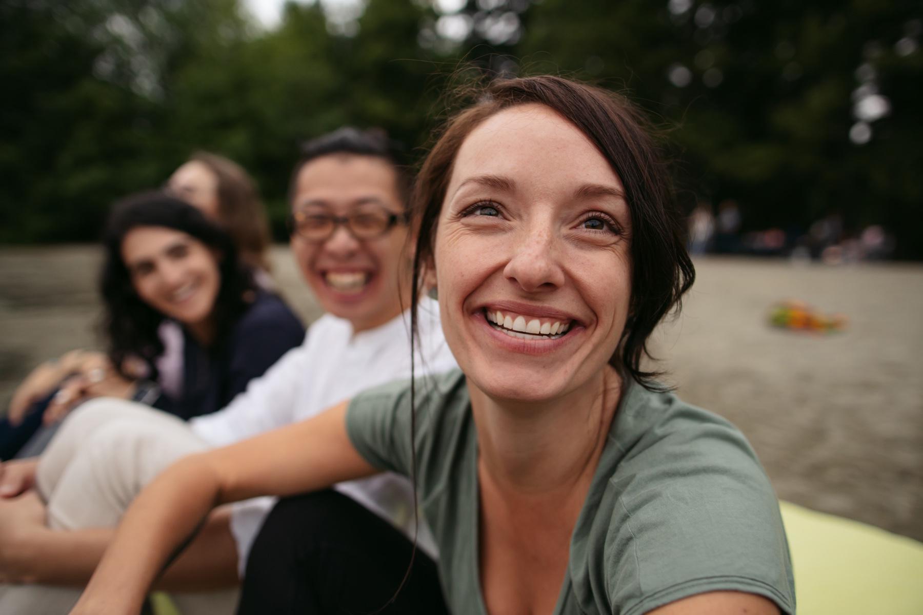 A group of friends smiling at the camera.