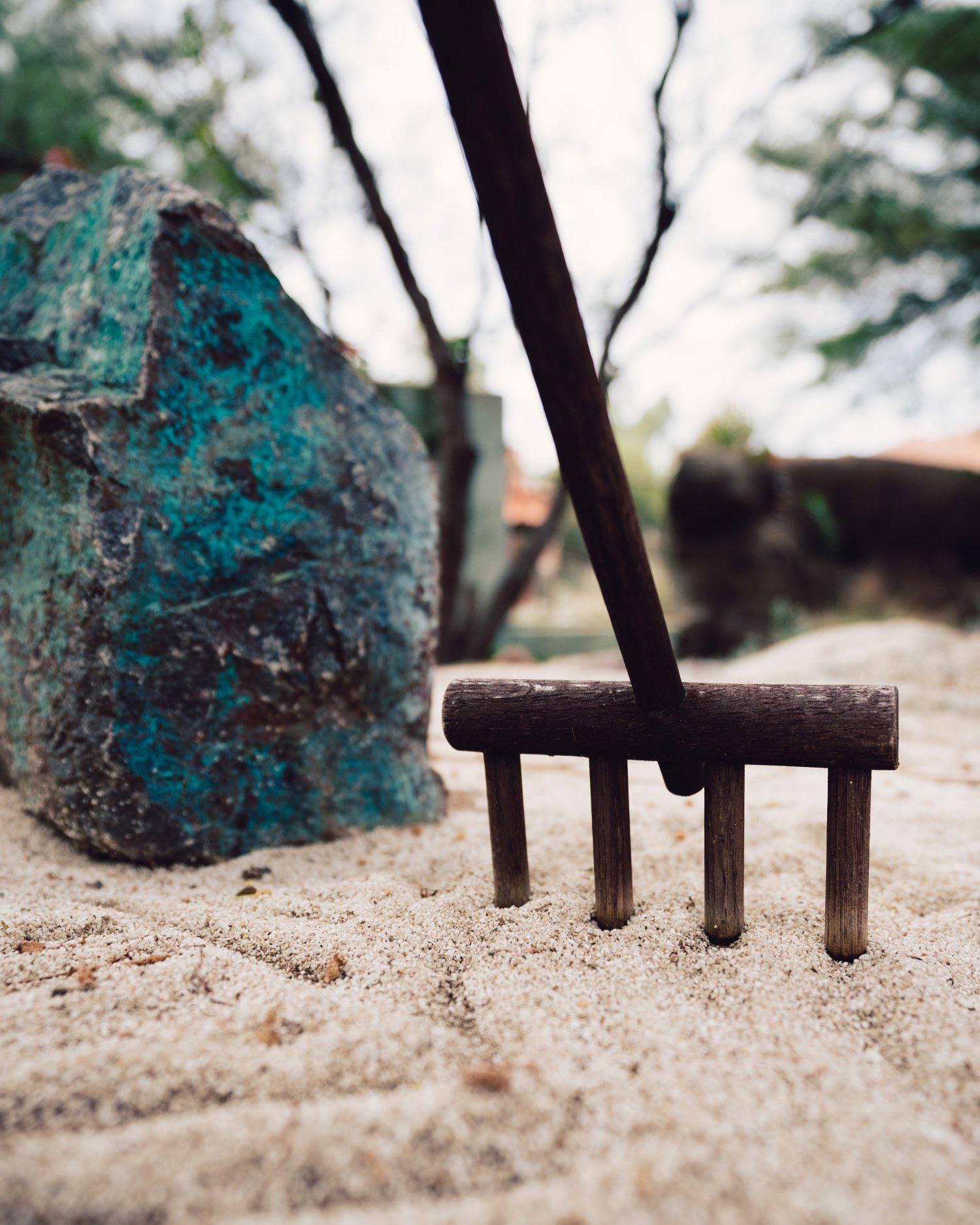 A Japanese Zen garden.