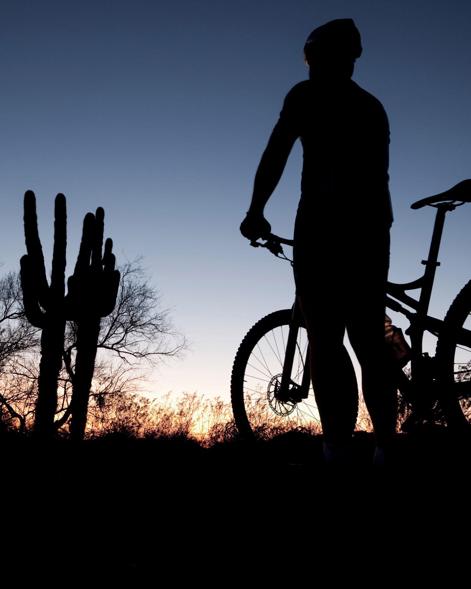 Sunset mountain biking