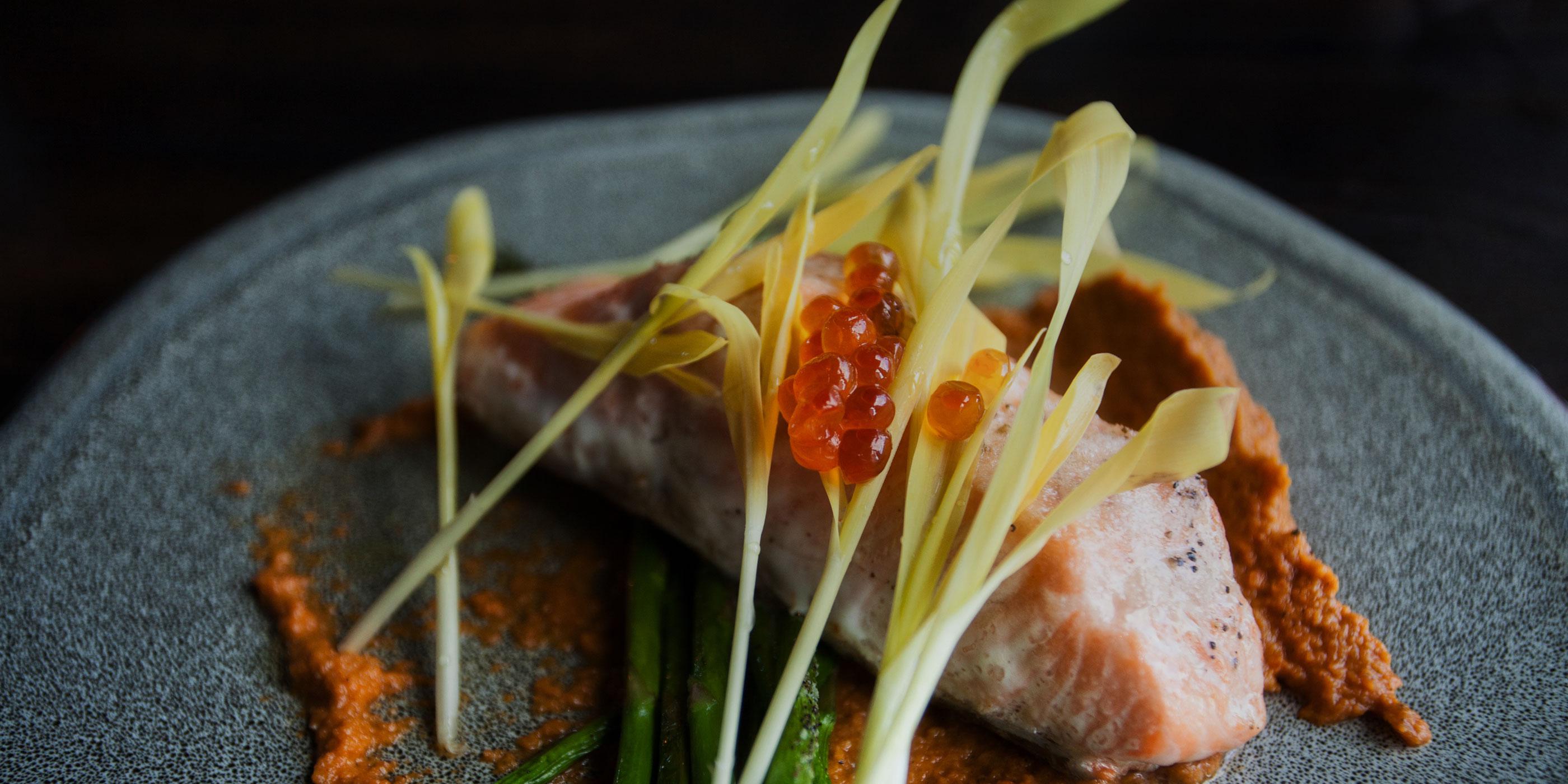Plate with Salmon and garnish