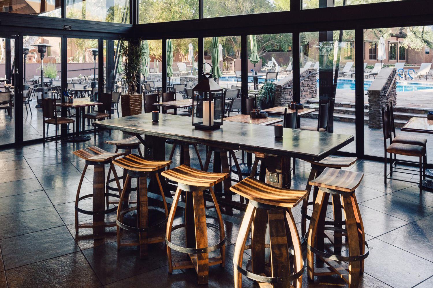 High top chairs and tables at the Double U Café in Tucson
