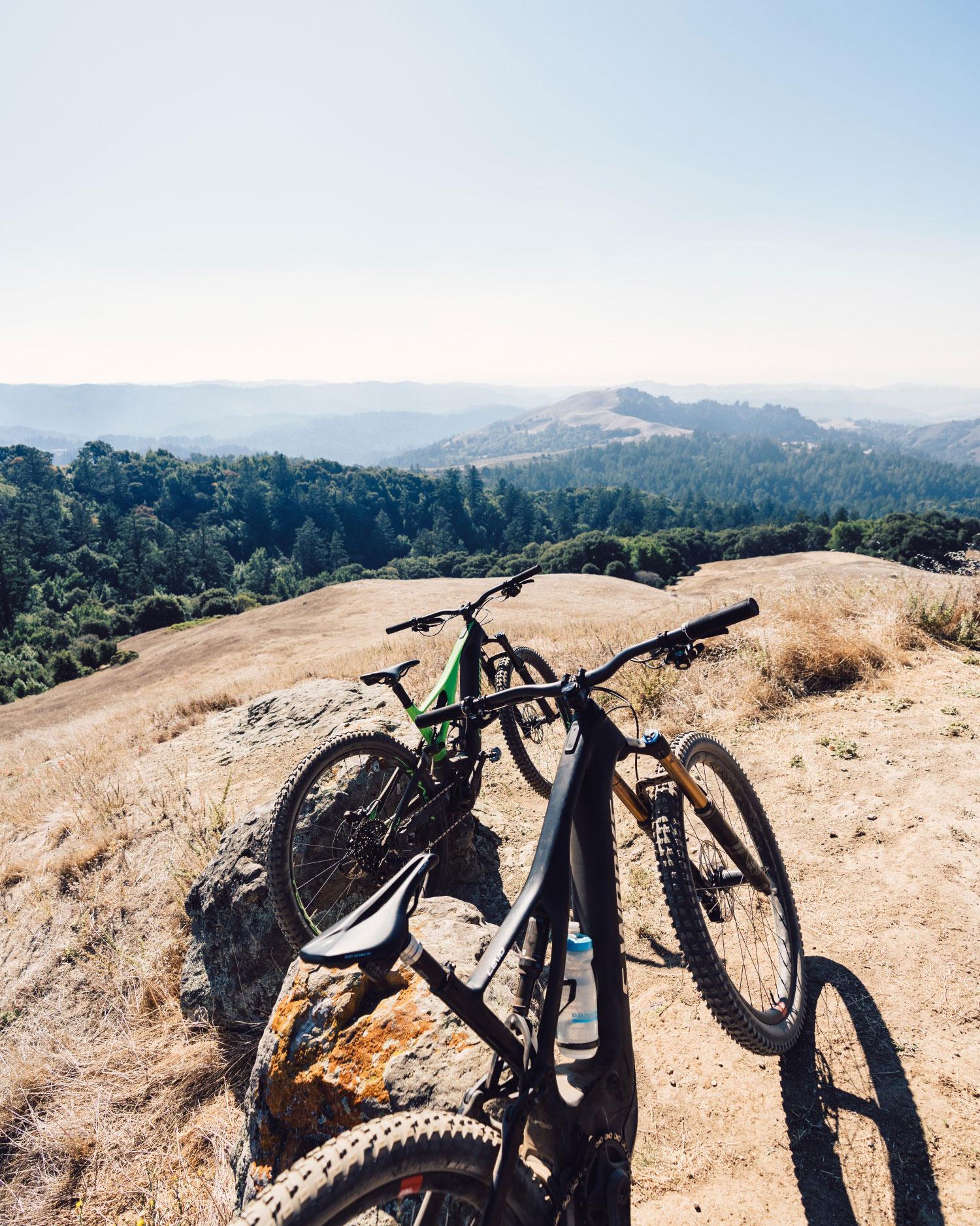 Mountain bikes overlooking Mountain View.