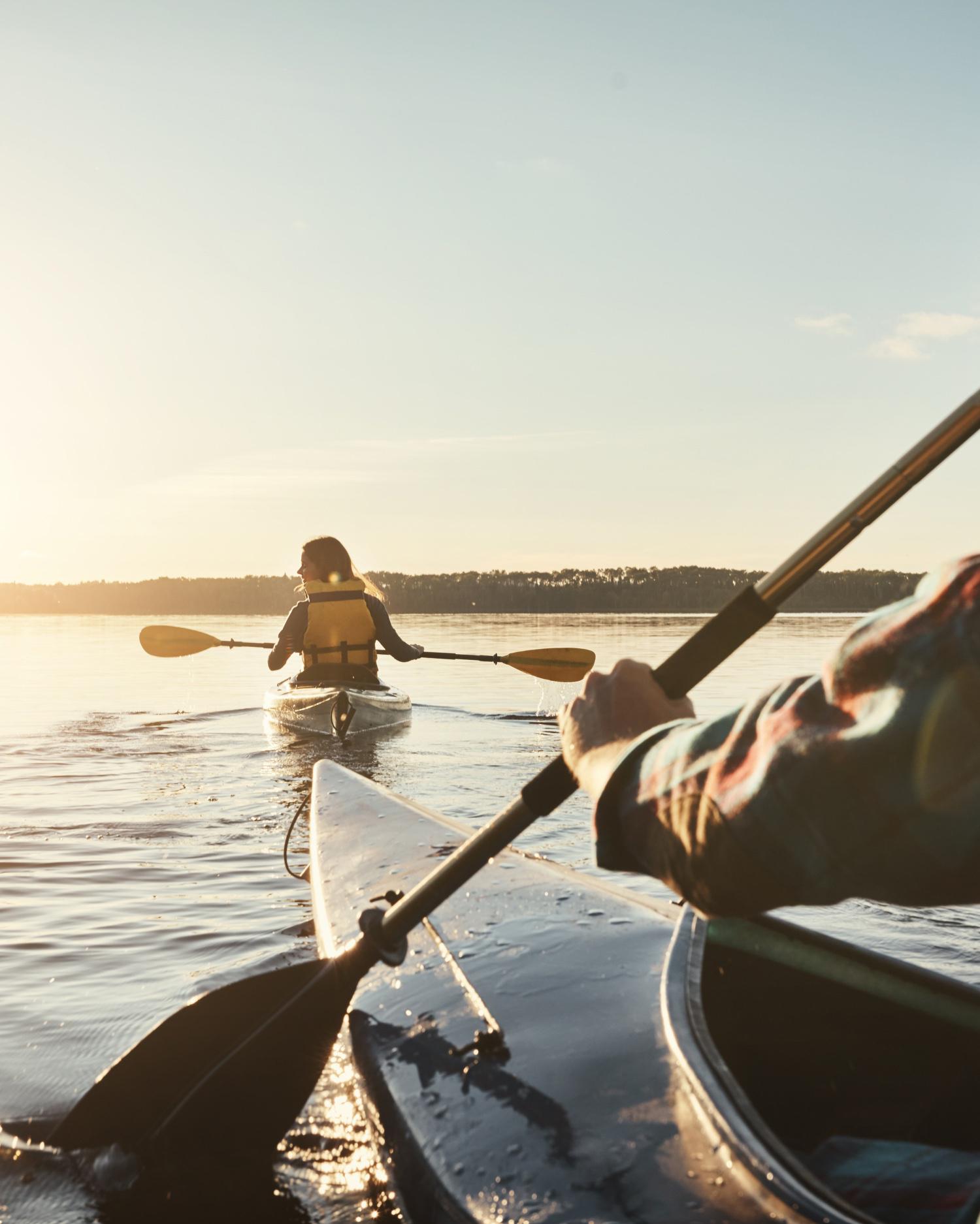 Man and woman kayaking.