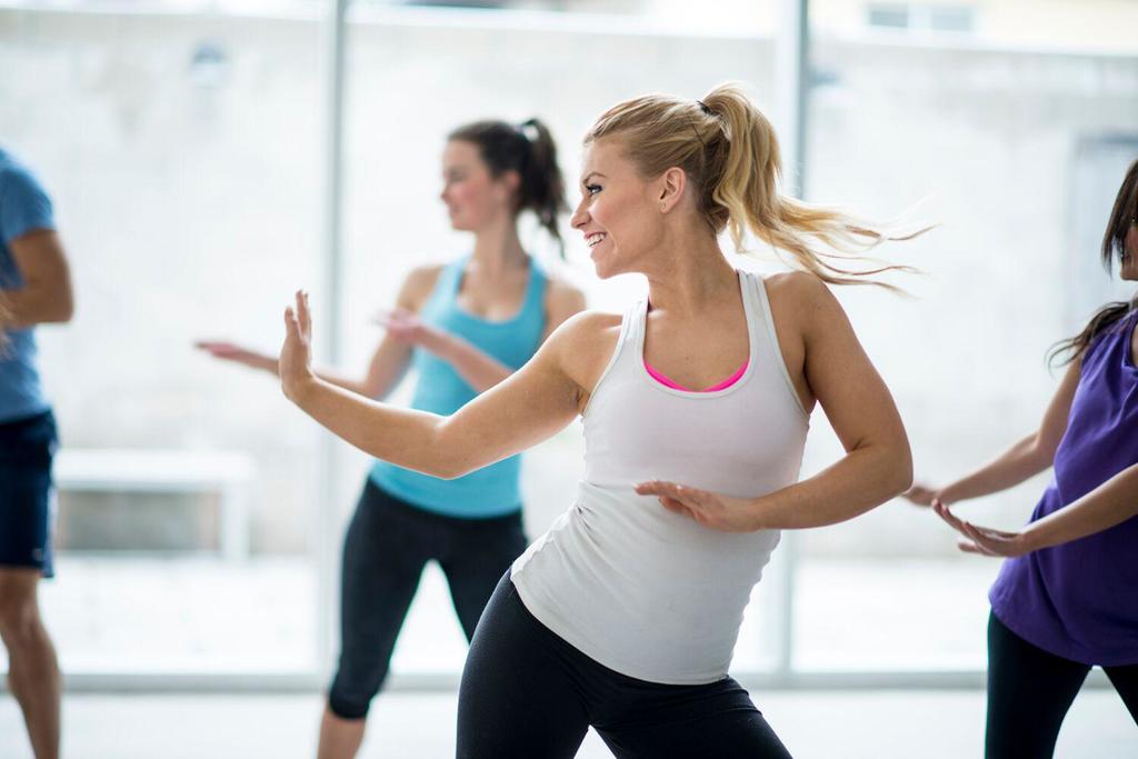Women in a group dance class