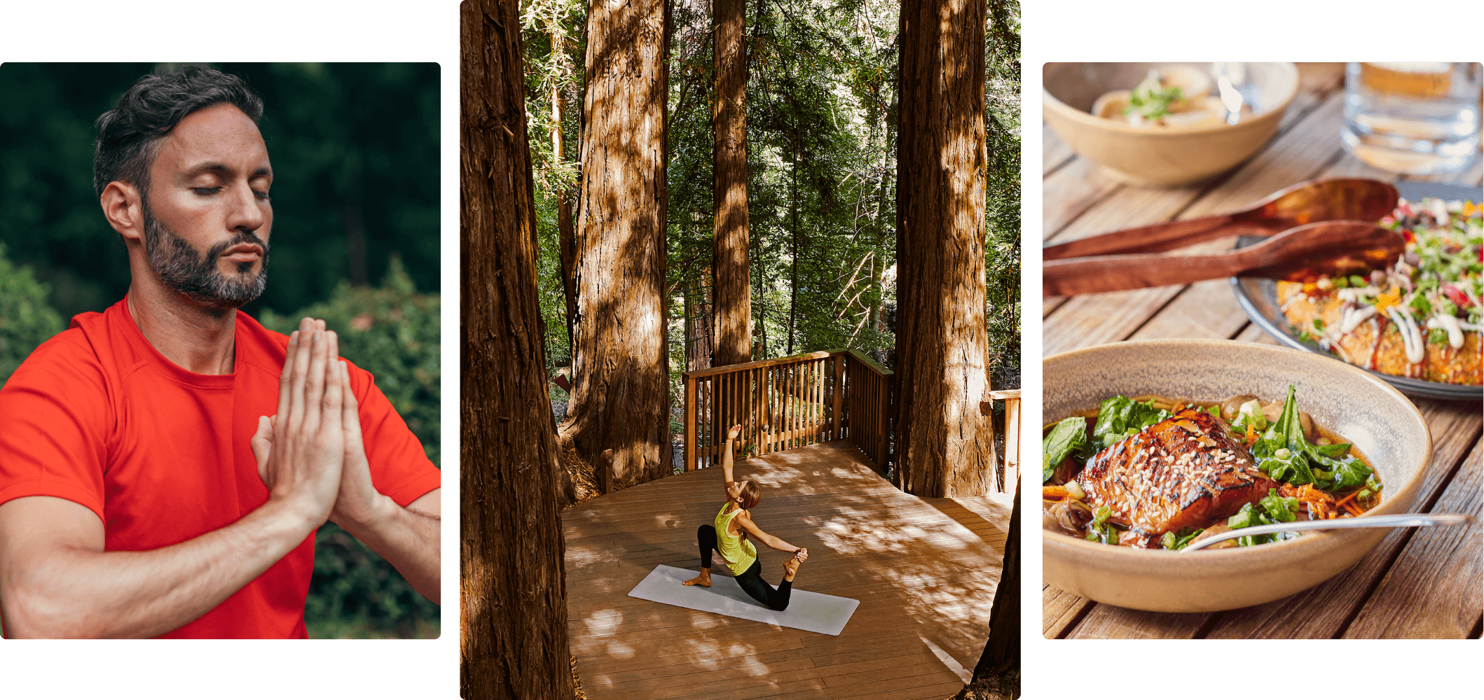 A collage of people staying at Canyon Ranch Woodside