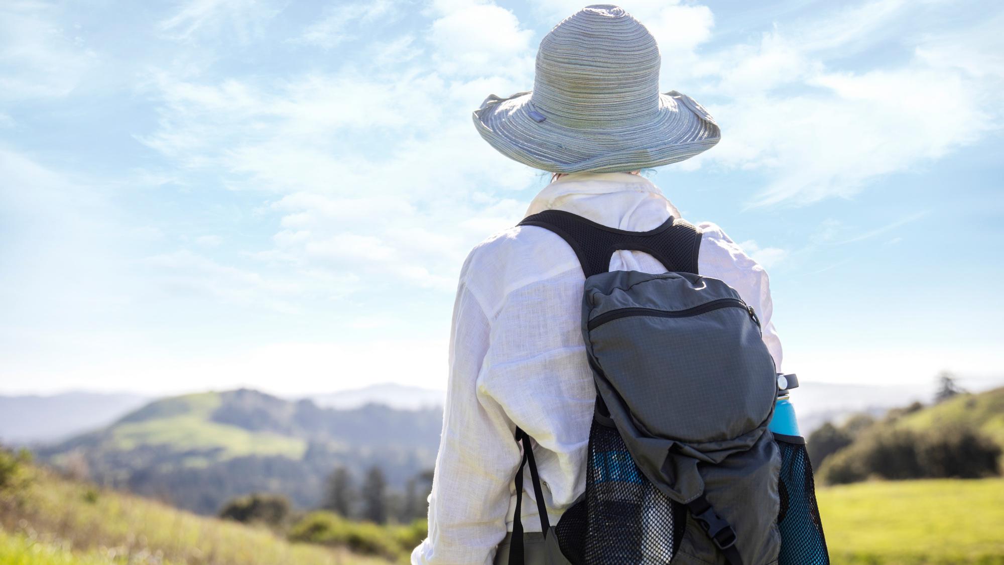 Hiker looking over a vast landscape