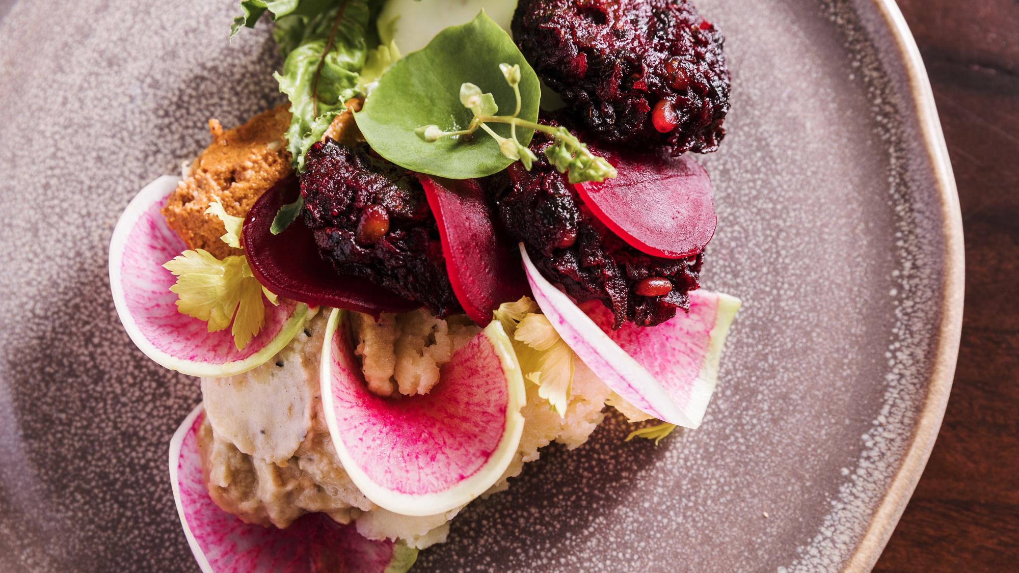 A colorful meal featuring vegetables