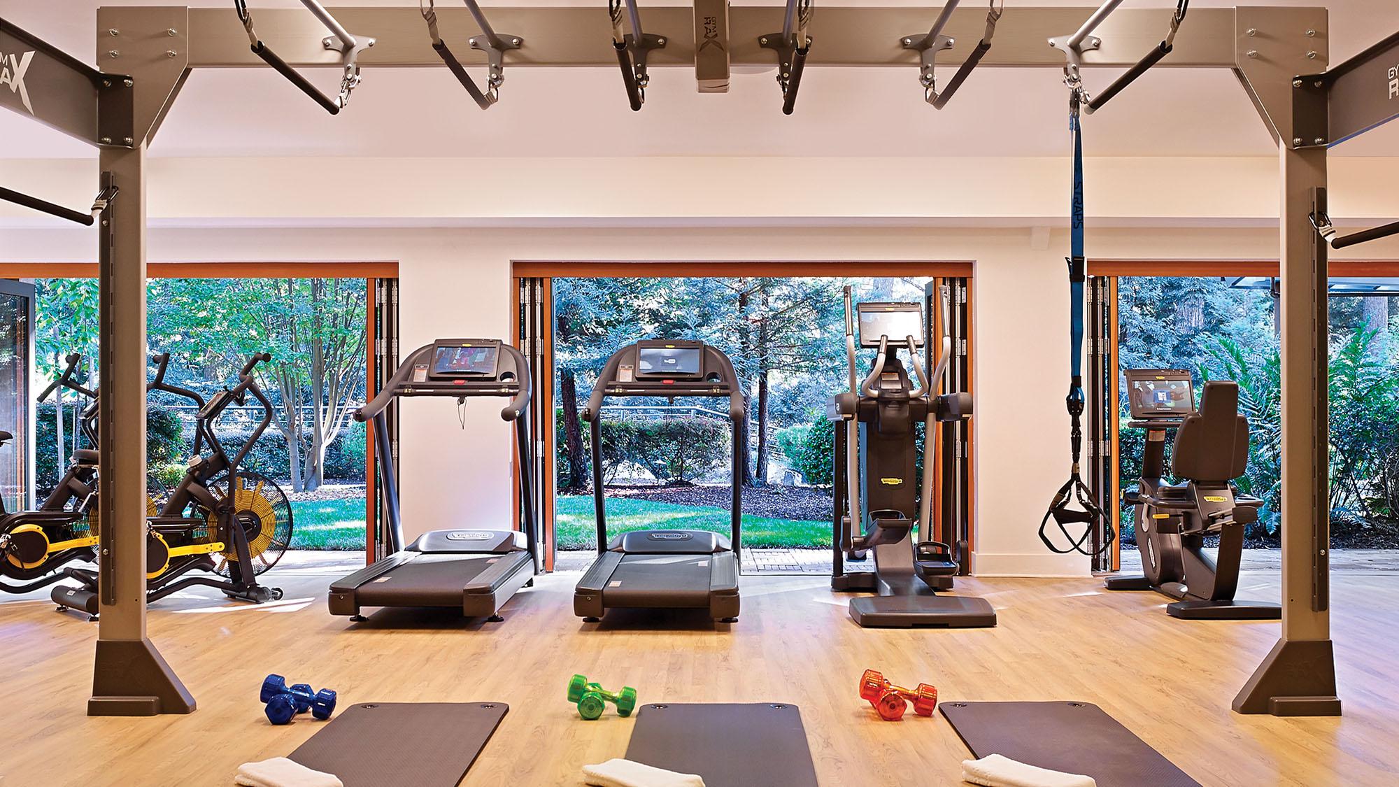 Gym with various fitness machines