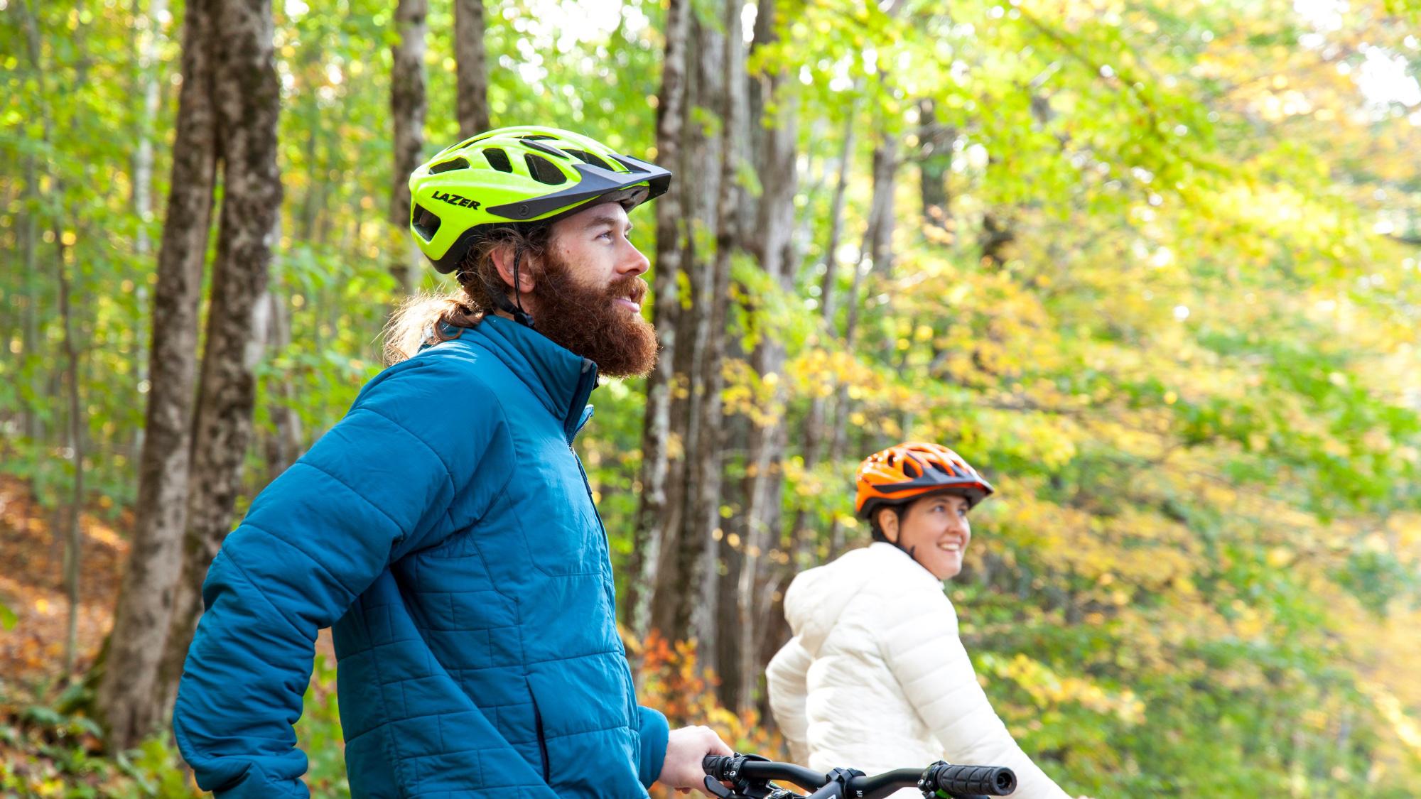 Mountain bikers in the forest
