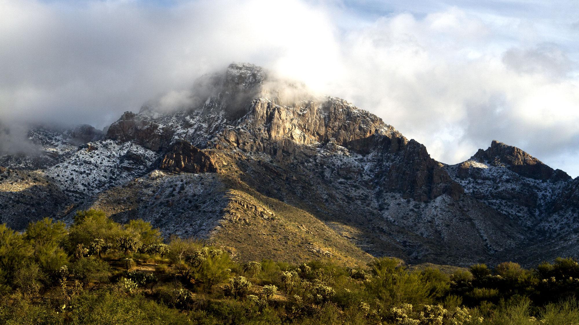 Beautiful dusting of snow on the mountains and foothills in Tucson