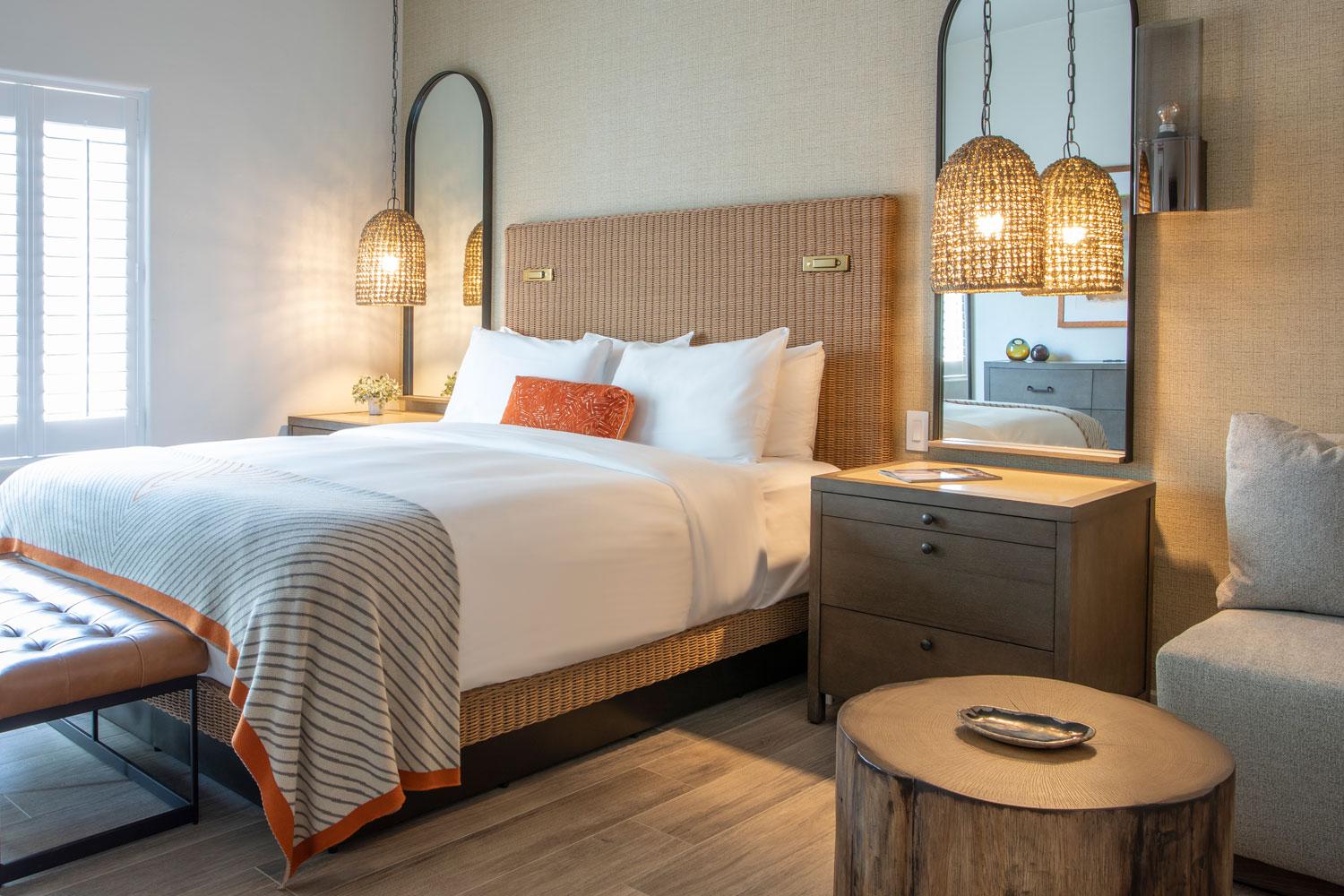 Executive accommodations. Bed and nightstand.