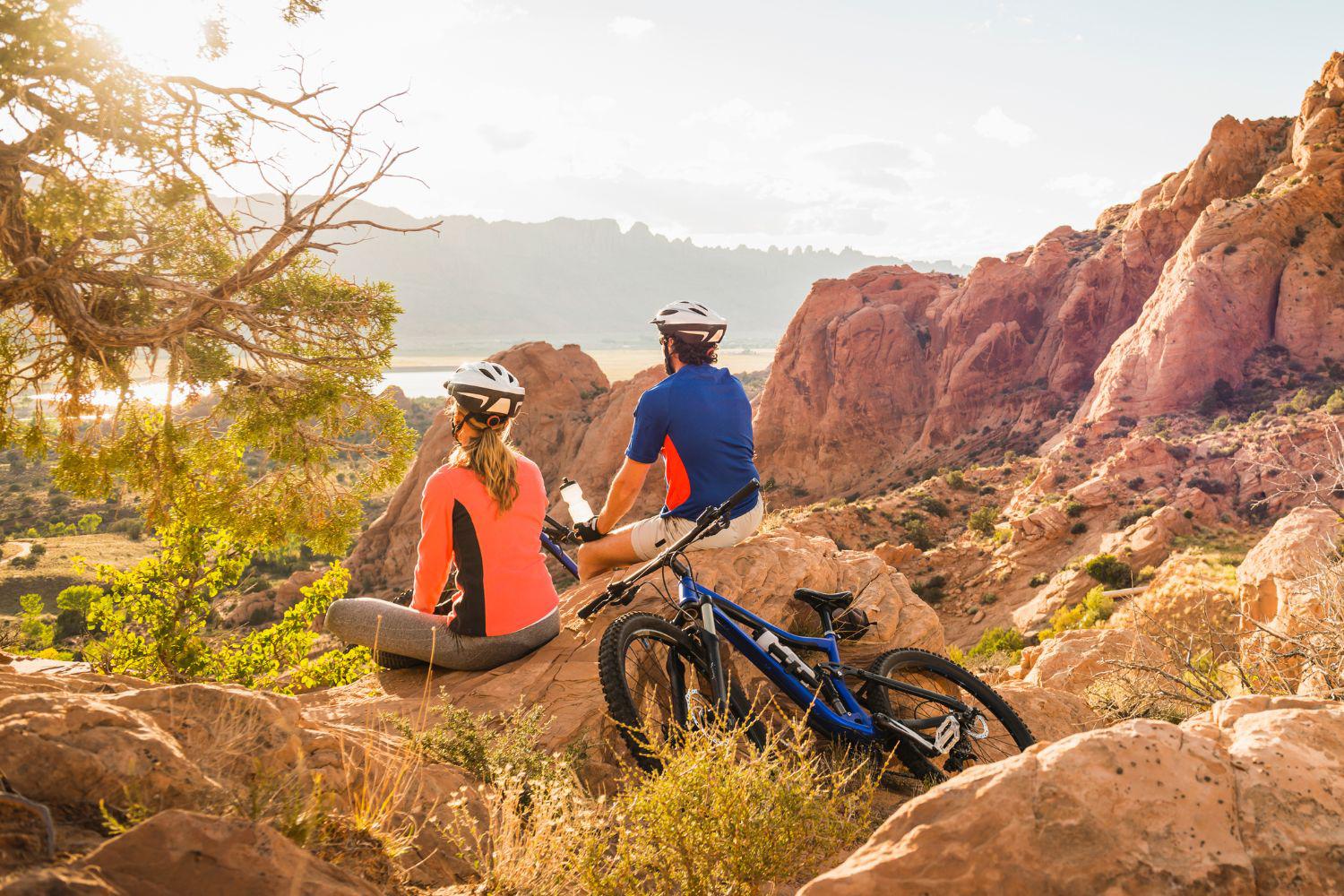 a couple resting at the Mountain Biking retreat at Canyon Ranch Tucson Health + Spa Resort