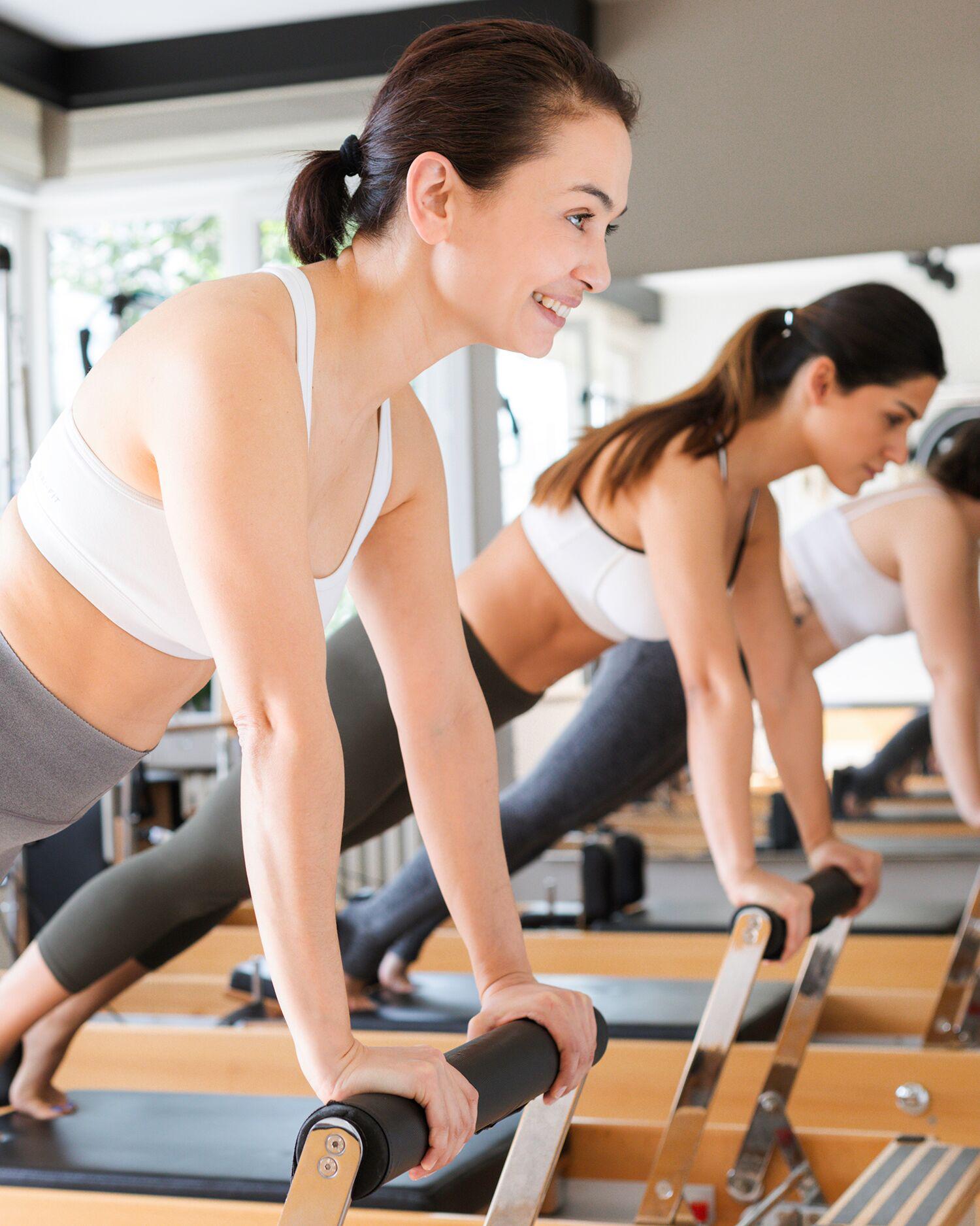 A group of young women doing pilates at the Fitness Center at Canyon Ranch Lenox Health Spa Resort