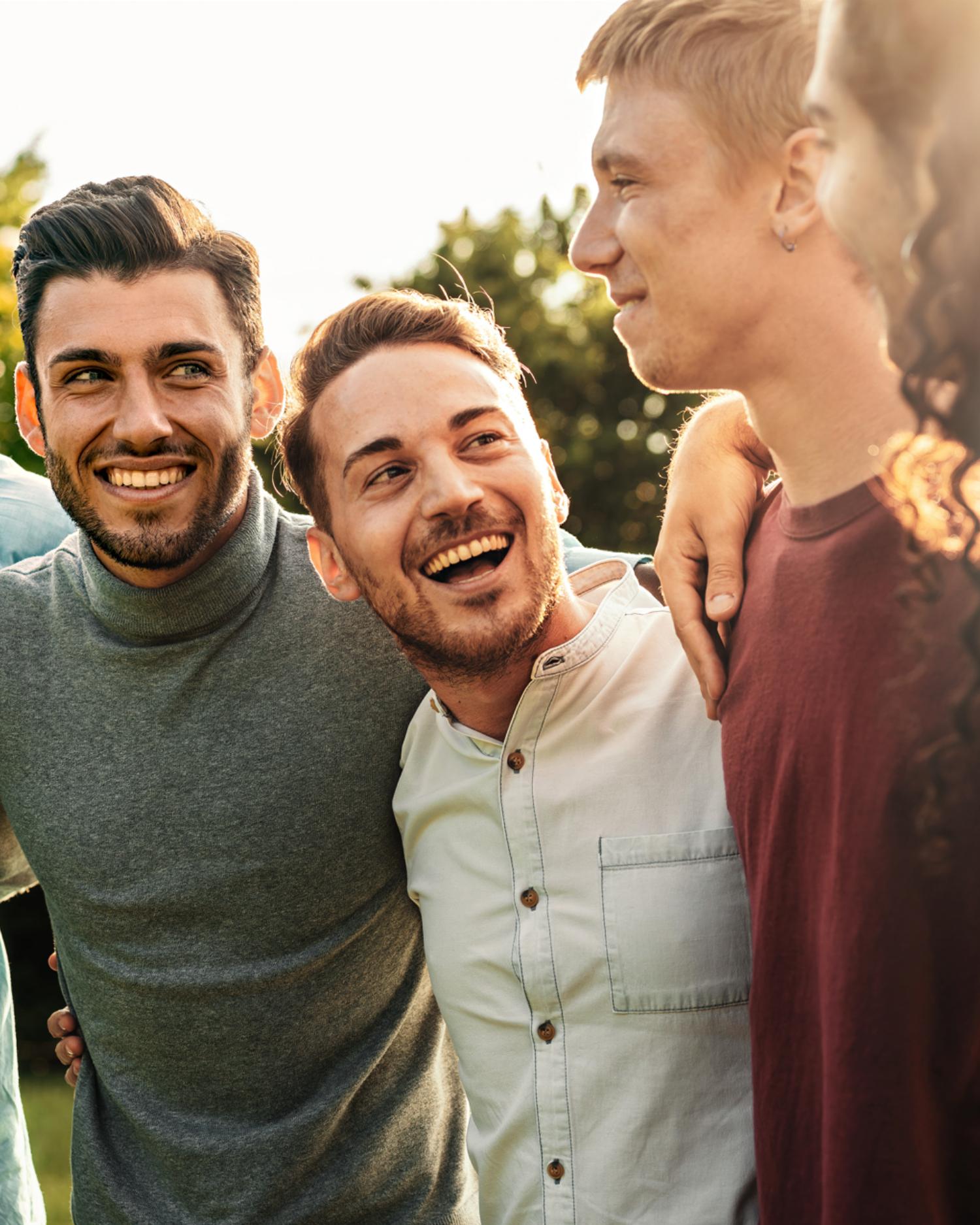 A group of men celebrating a wellness bachelor party at Canyon Ranch Spa Resort