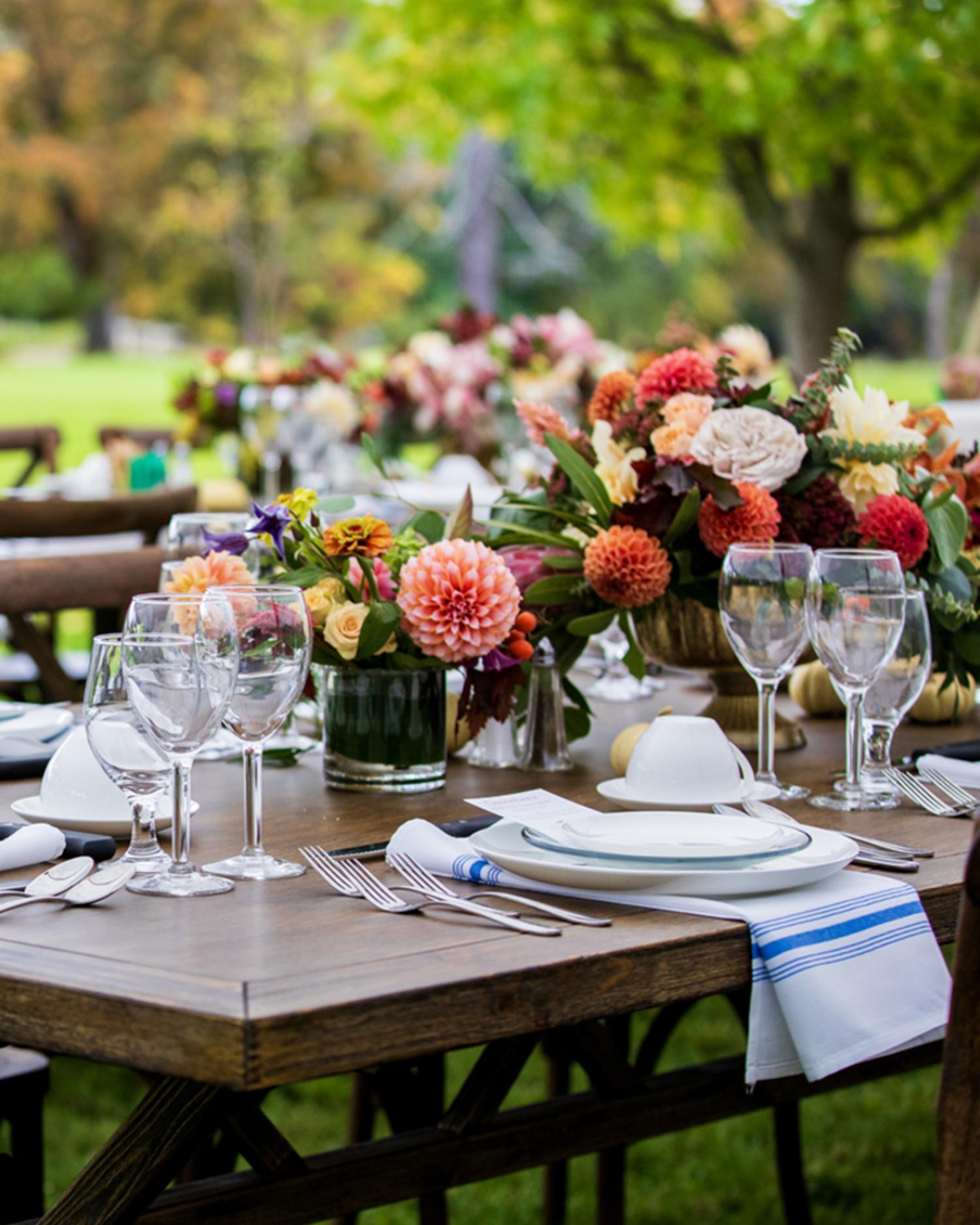 Outdoor dinner setup at Canyon Ranch Lenox spa resort.