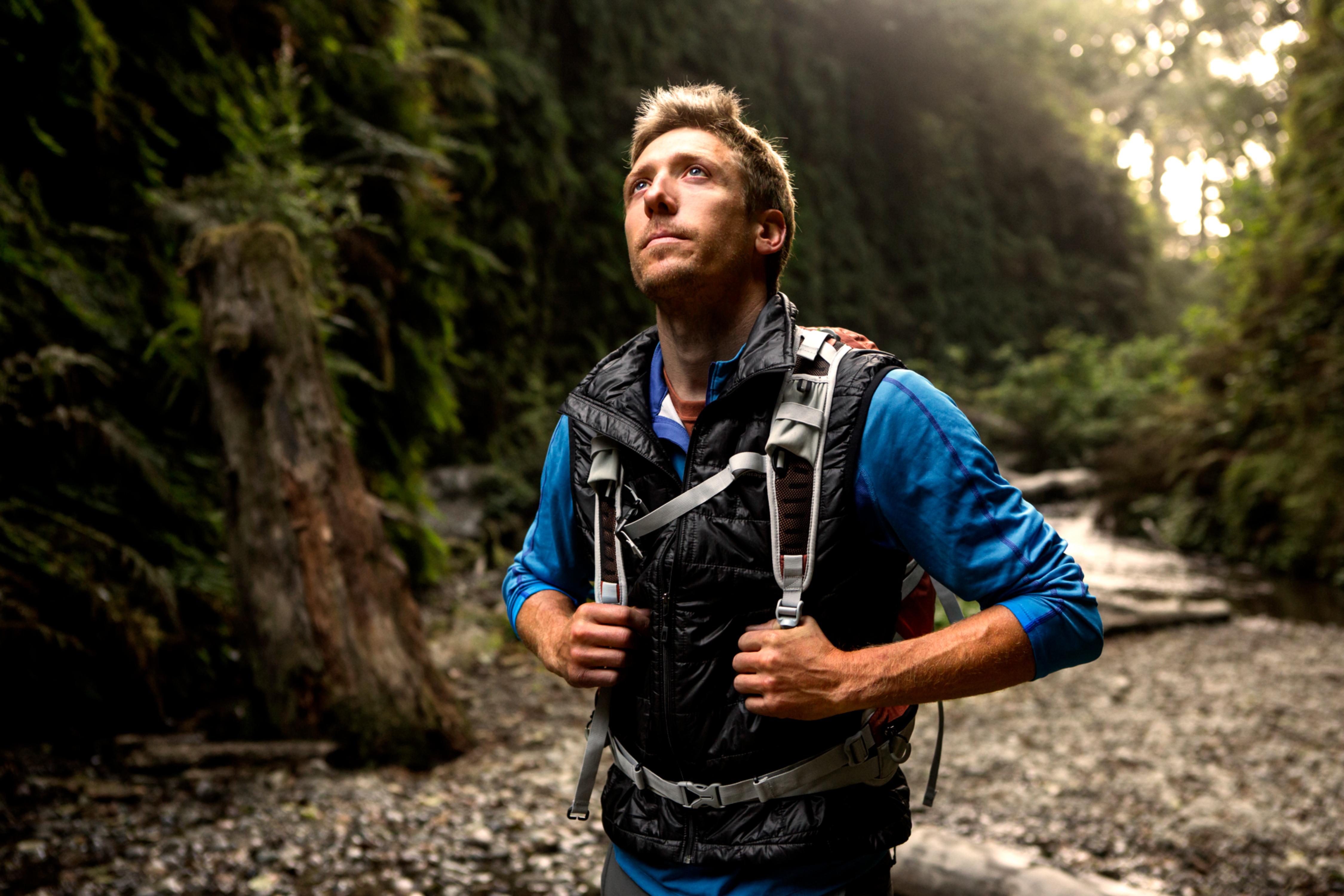 Man hiking the Red Wood Forest Activity at Canyon Ranch Woodside Fitness + Spa Resort