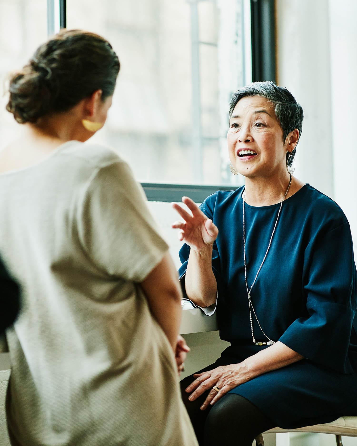 Two women having discussion