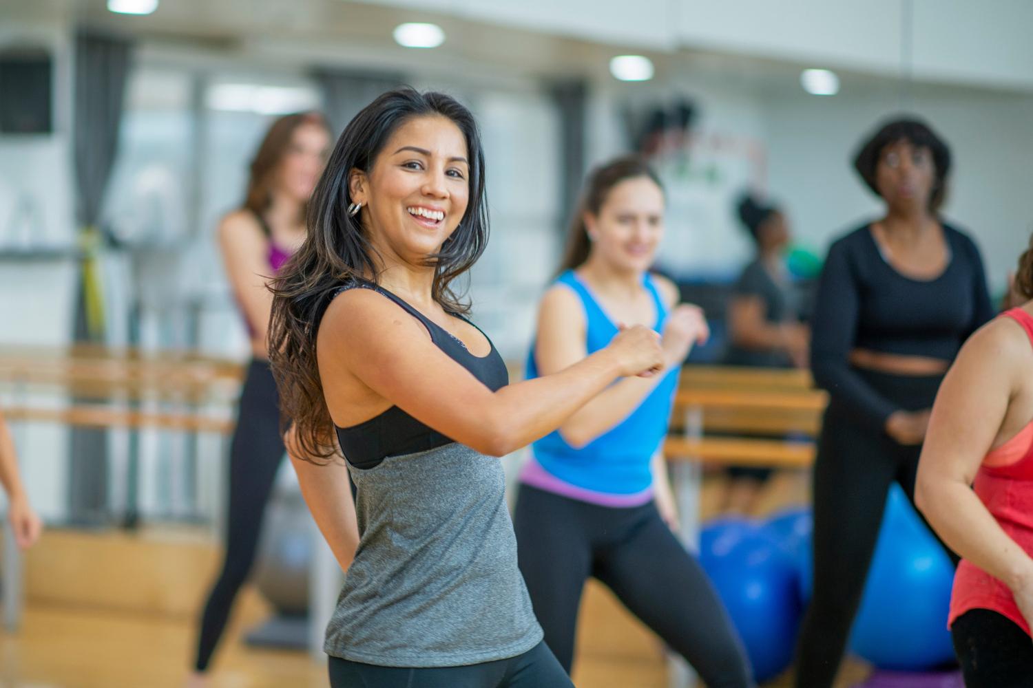 Women in a group dance class