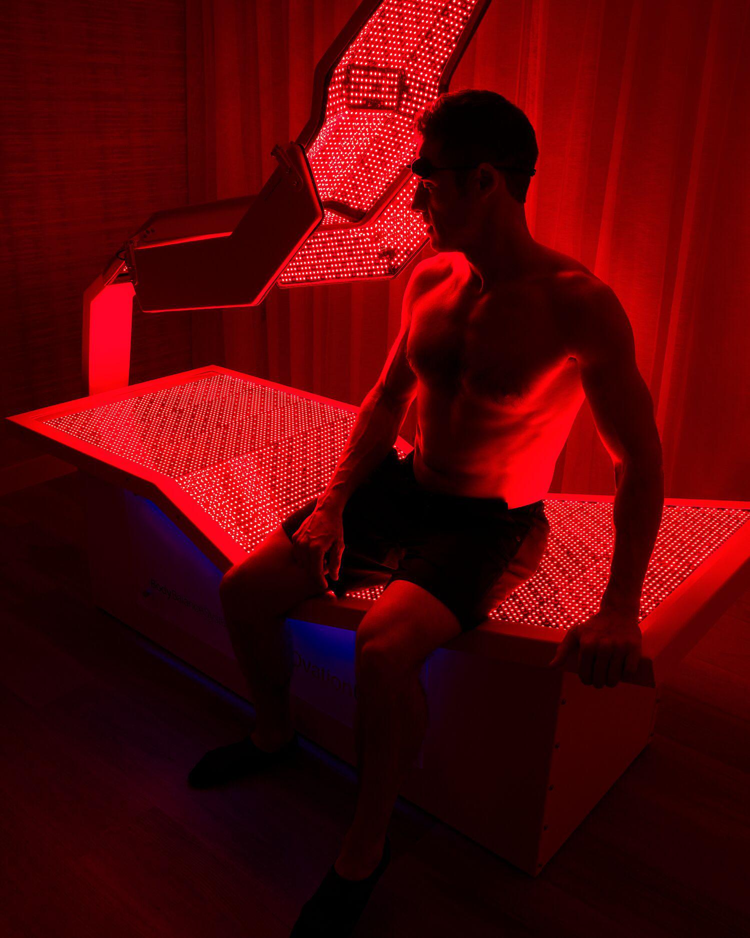 A man in the infrared bed at CR Vitality