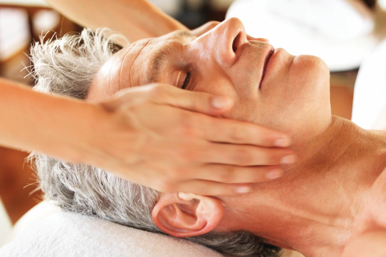 A man getting a facial