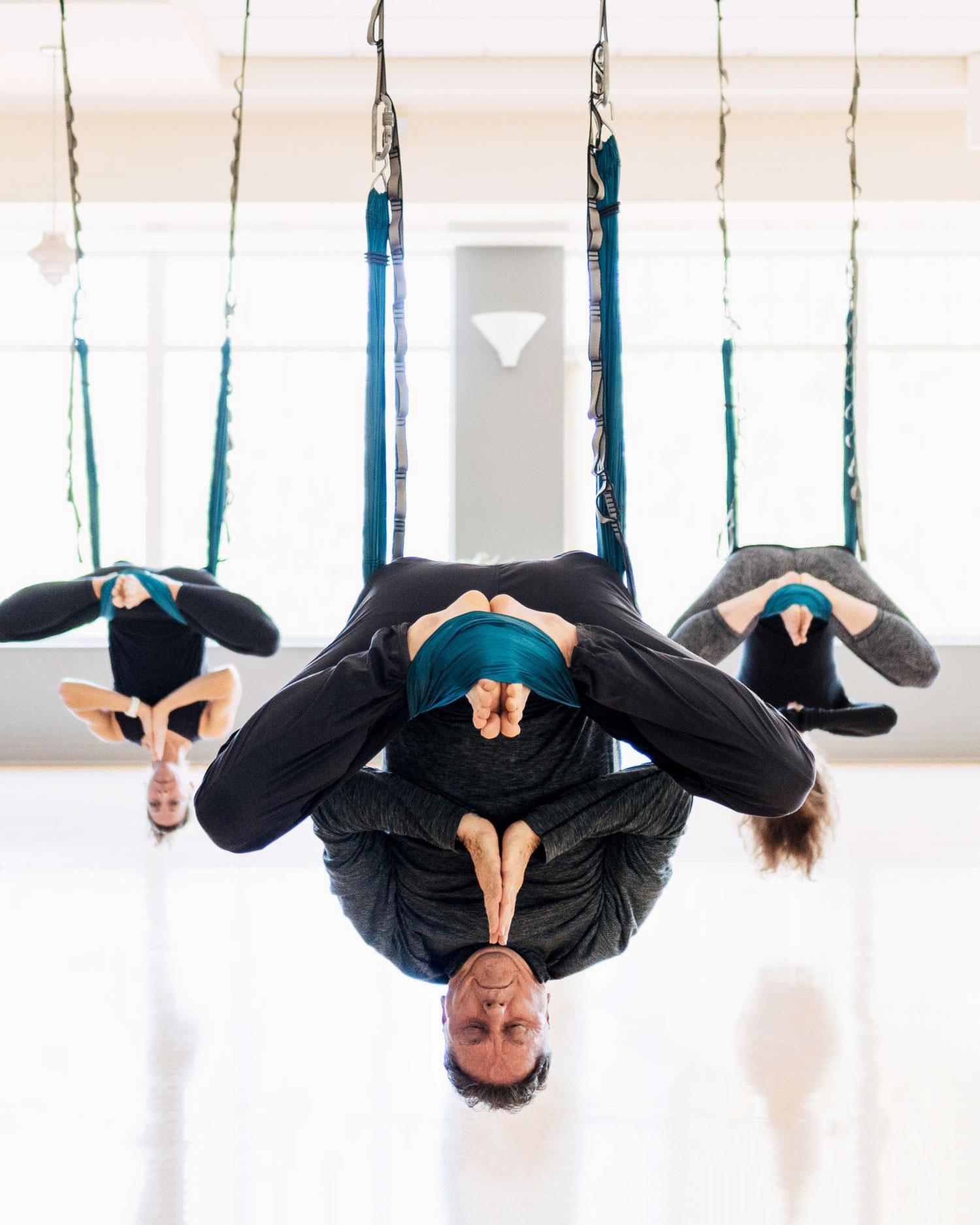 Hanging yoga class