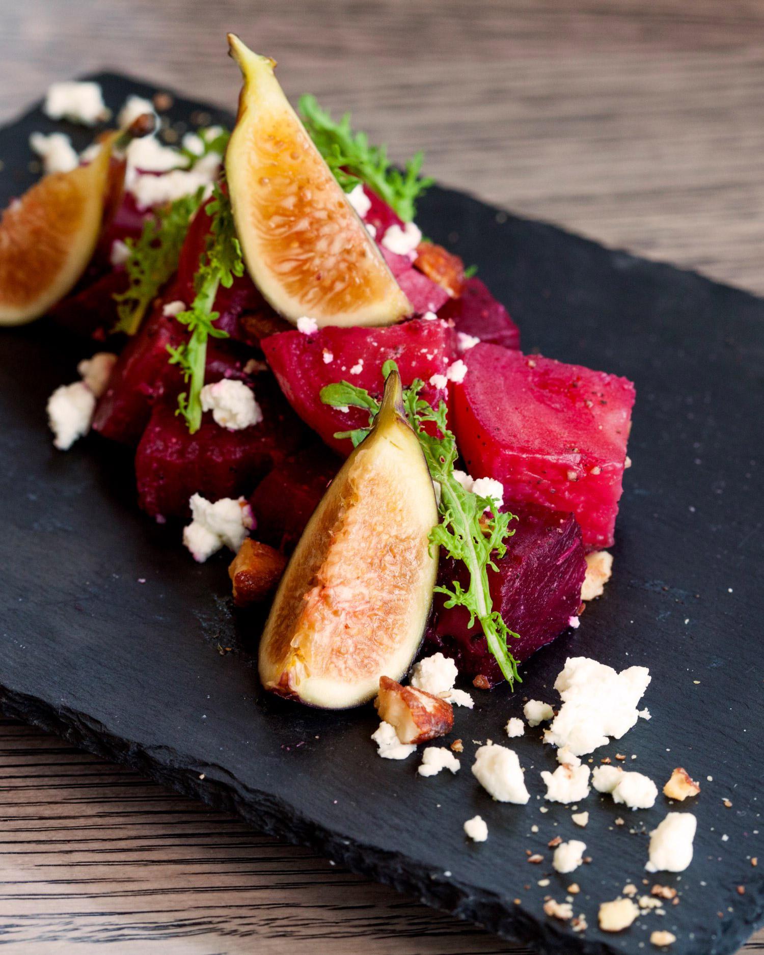 A plate of beets and figs