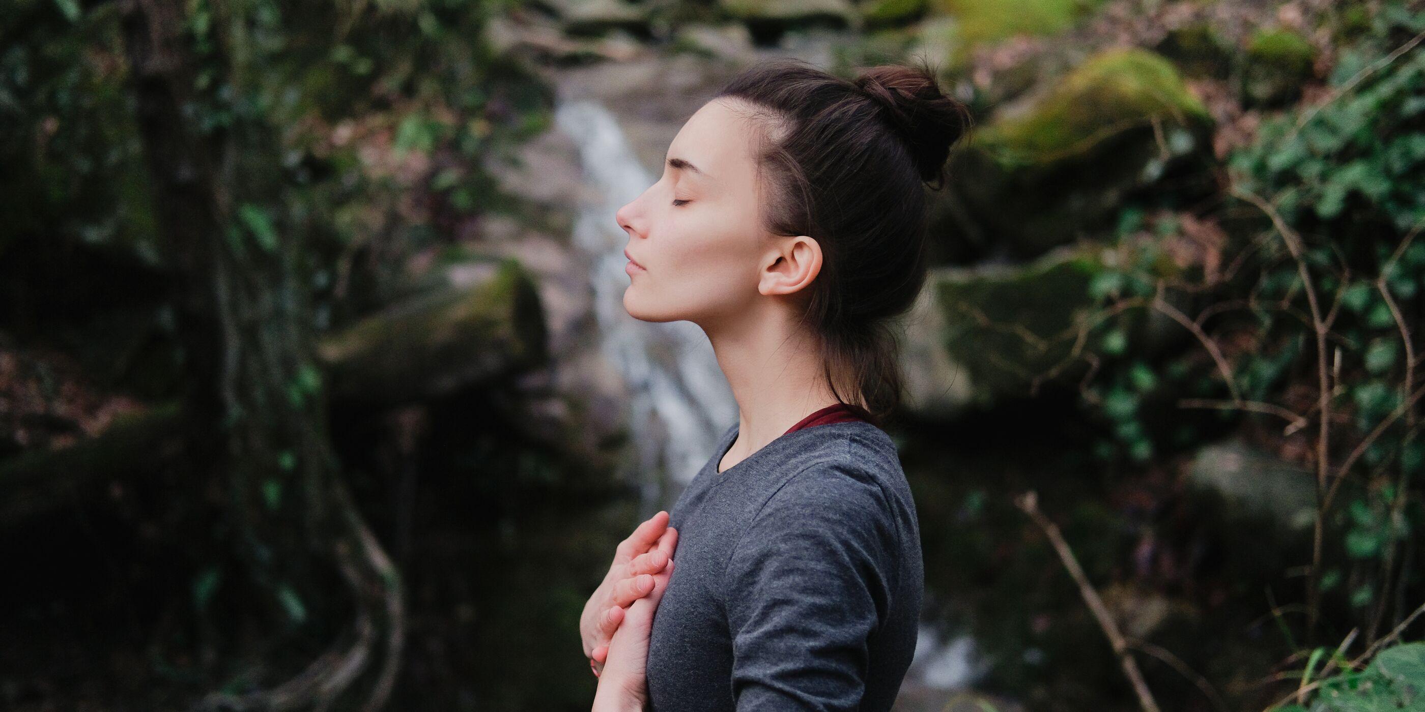 woman meditating at peace park at canyon ranch Lenox health spa resort