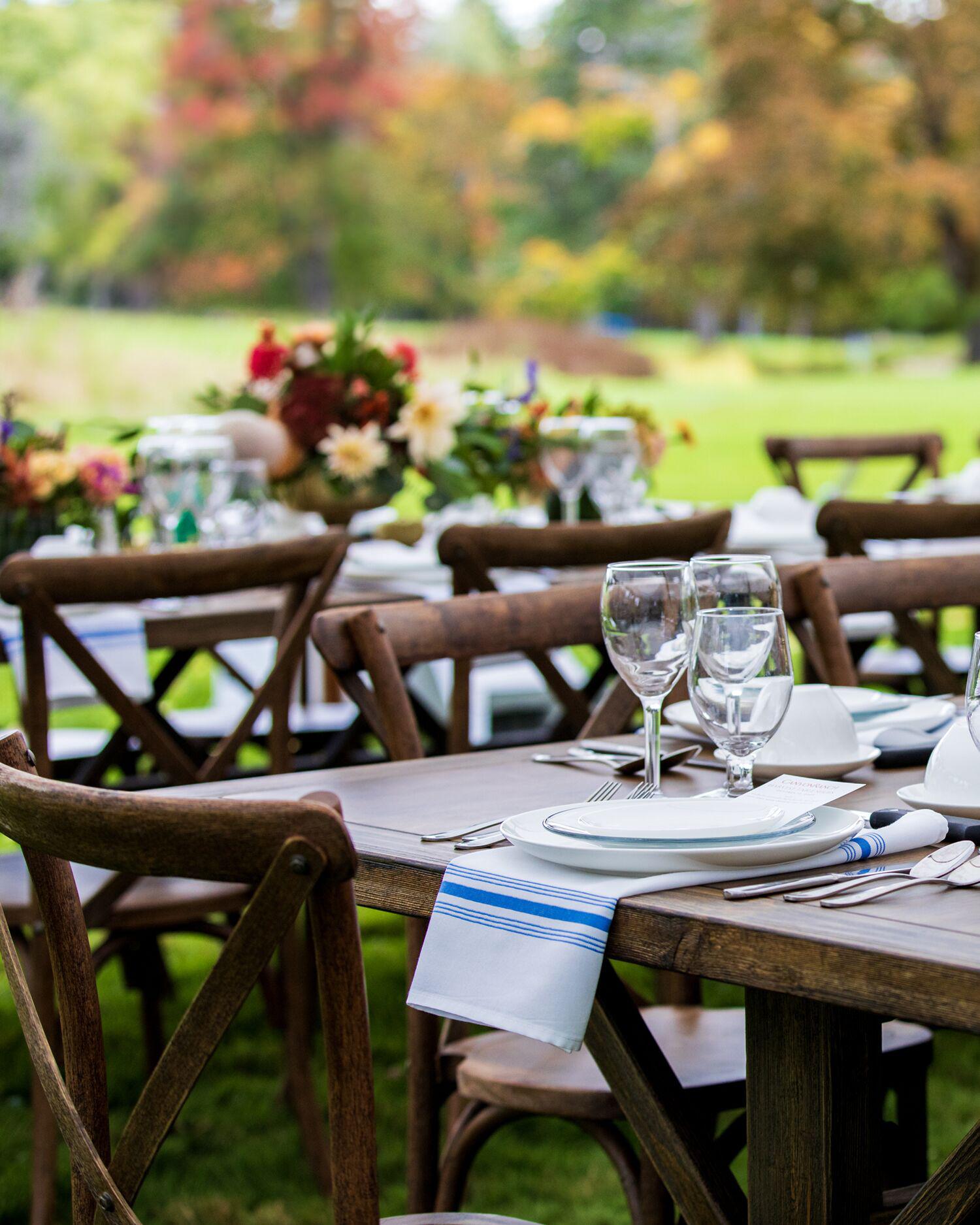 the table setting for wedding receptions at Canyon Ranch in Lenox
