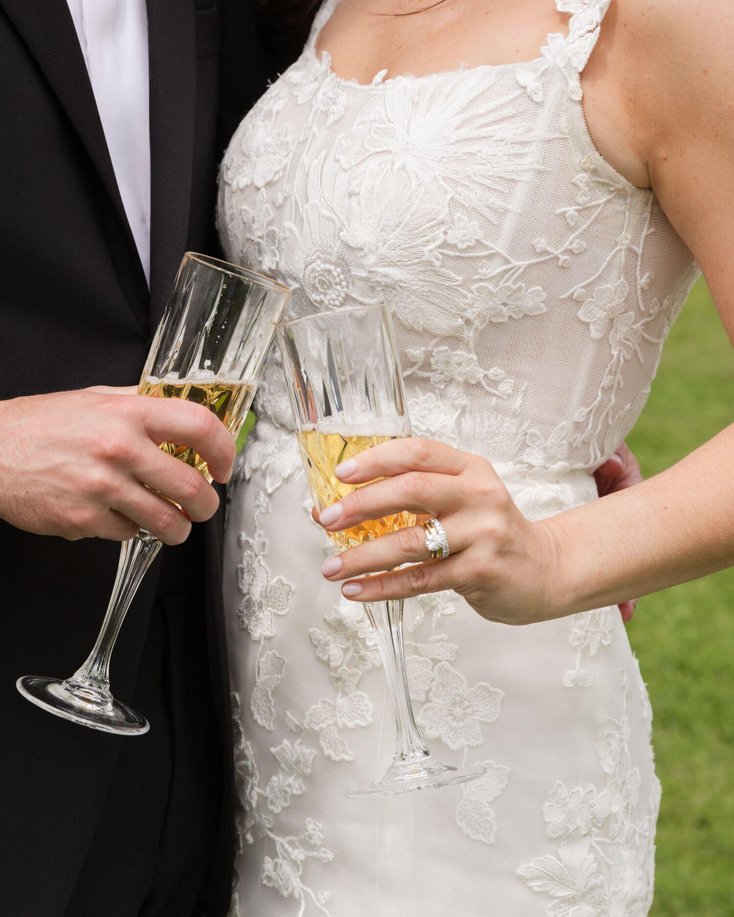 a couple toasting to their wedding at Canyon Ranch in Lenox