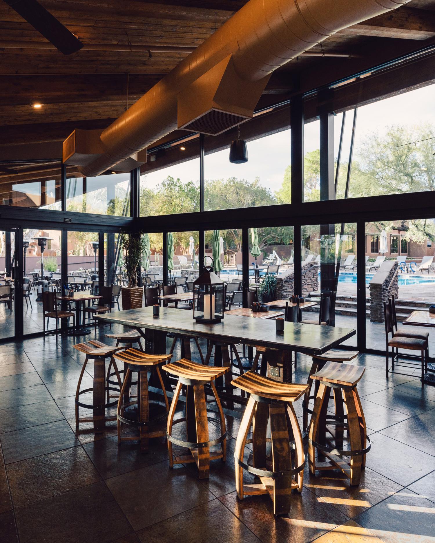 High top chairs and tables at the Double U Café in Tucson