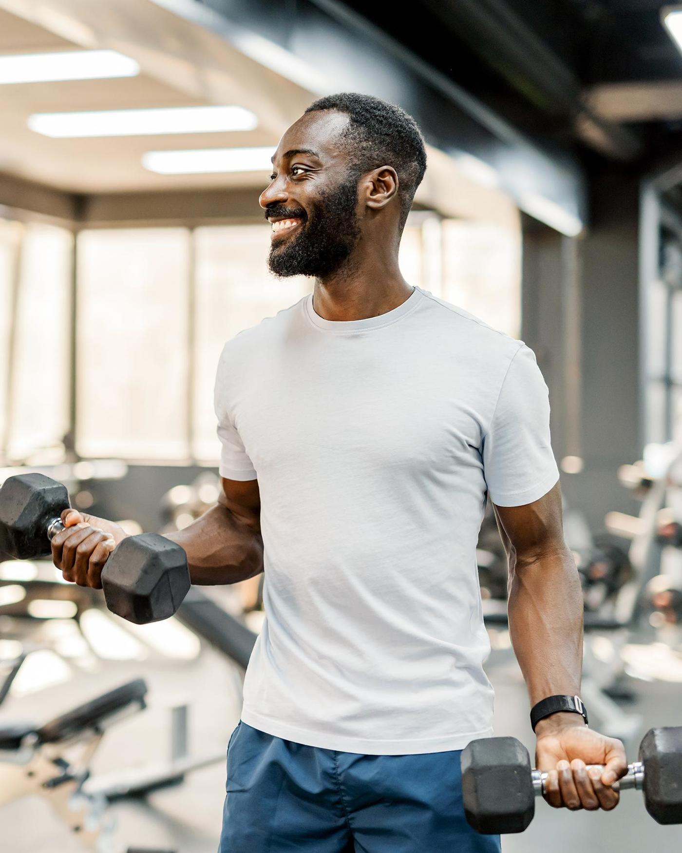 A man working out with dumbbells