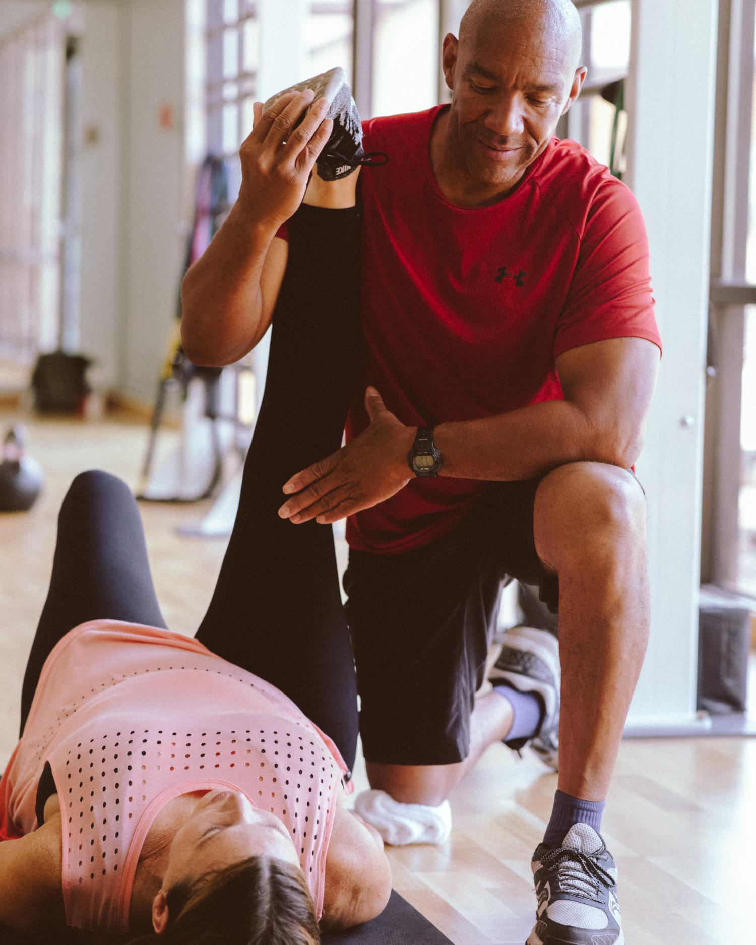 a woman getting a personal training session