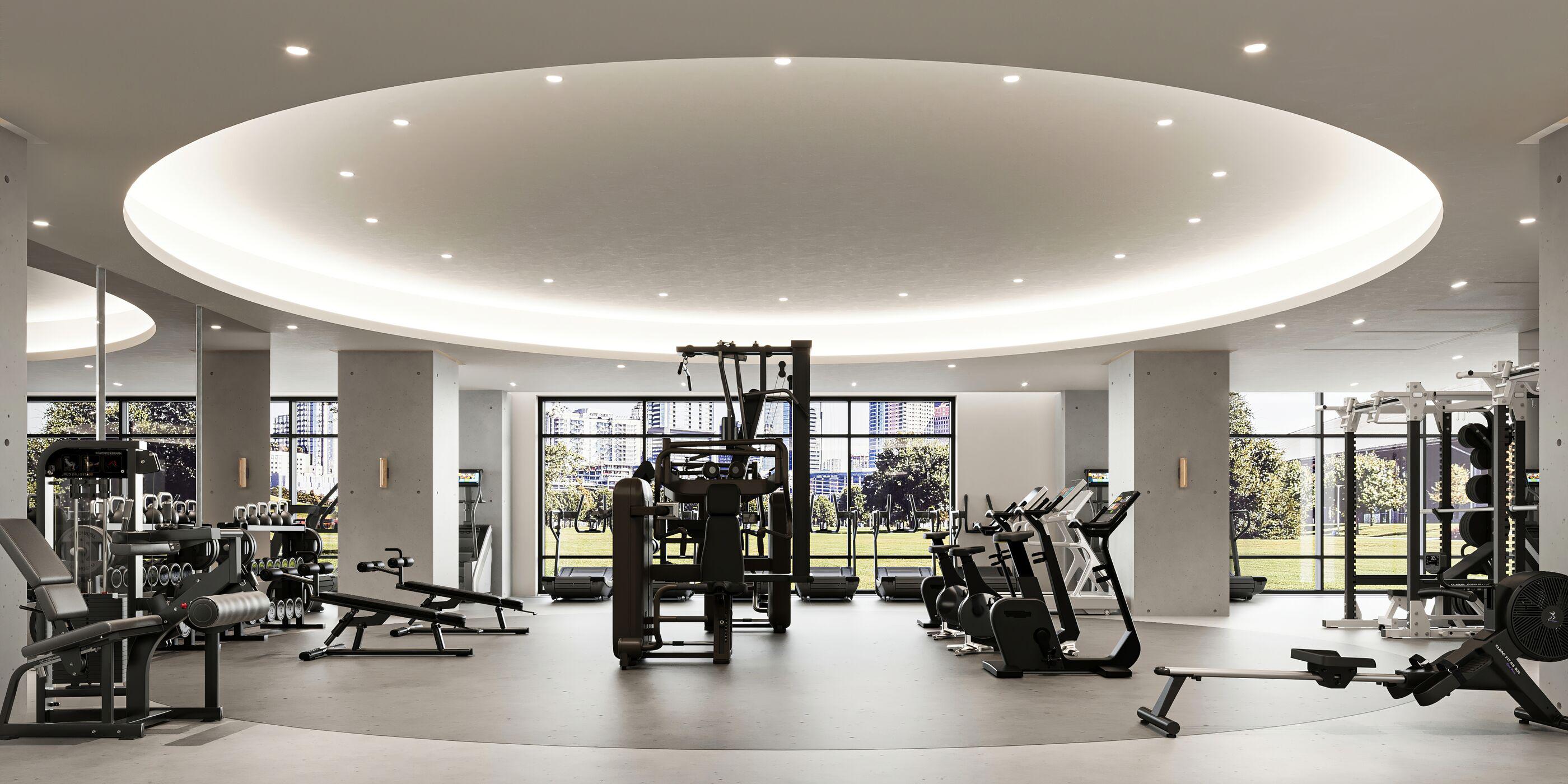 Rendering of the Canyon Ranch Ft. Worth Fitness Center weight room