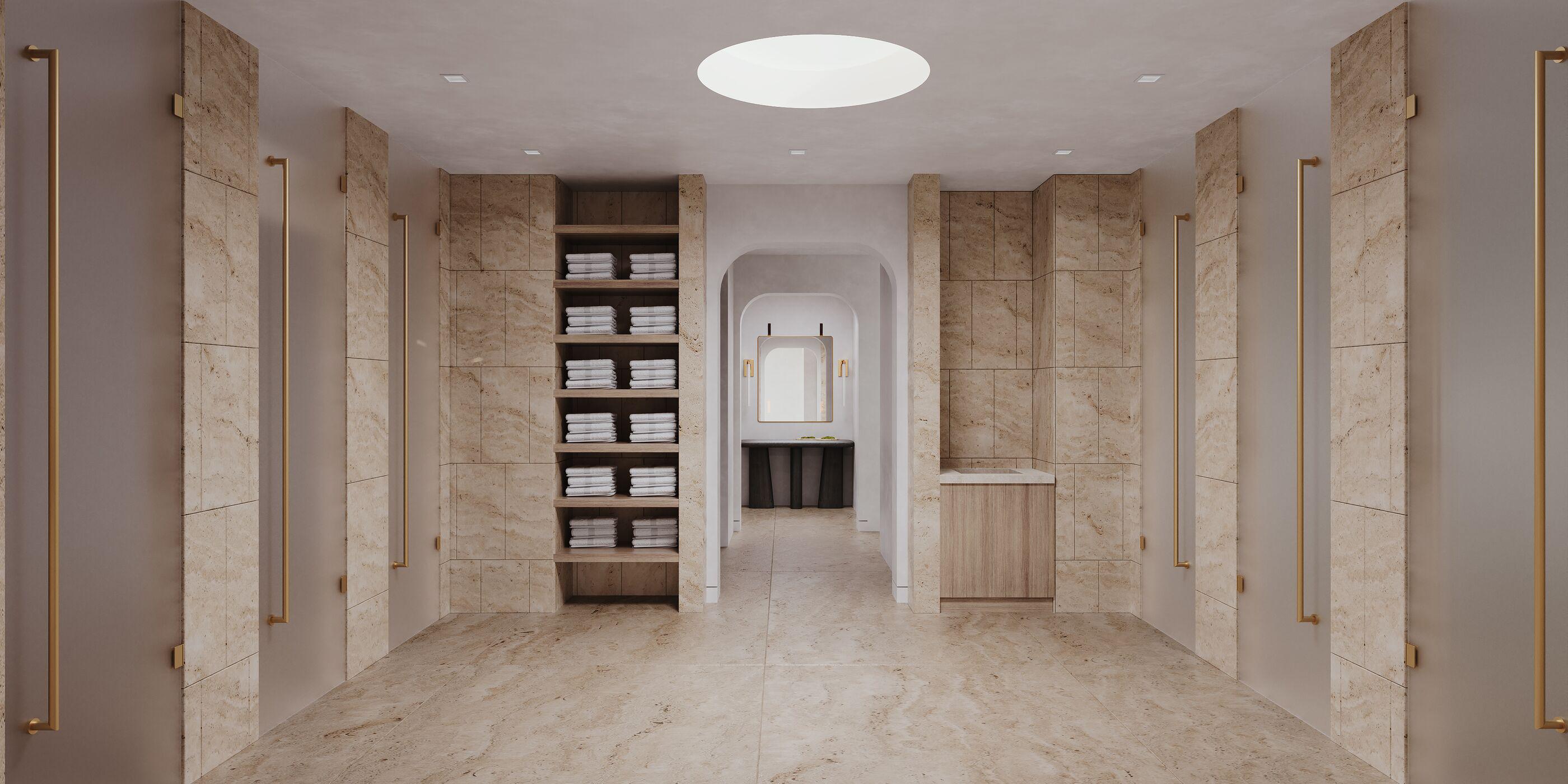 Canyon Ranch Ft. Worth Locker Room showers in the spa