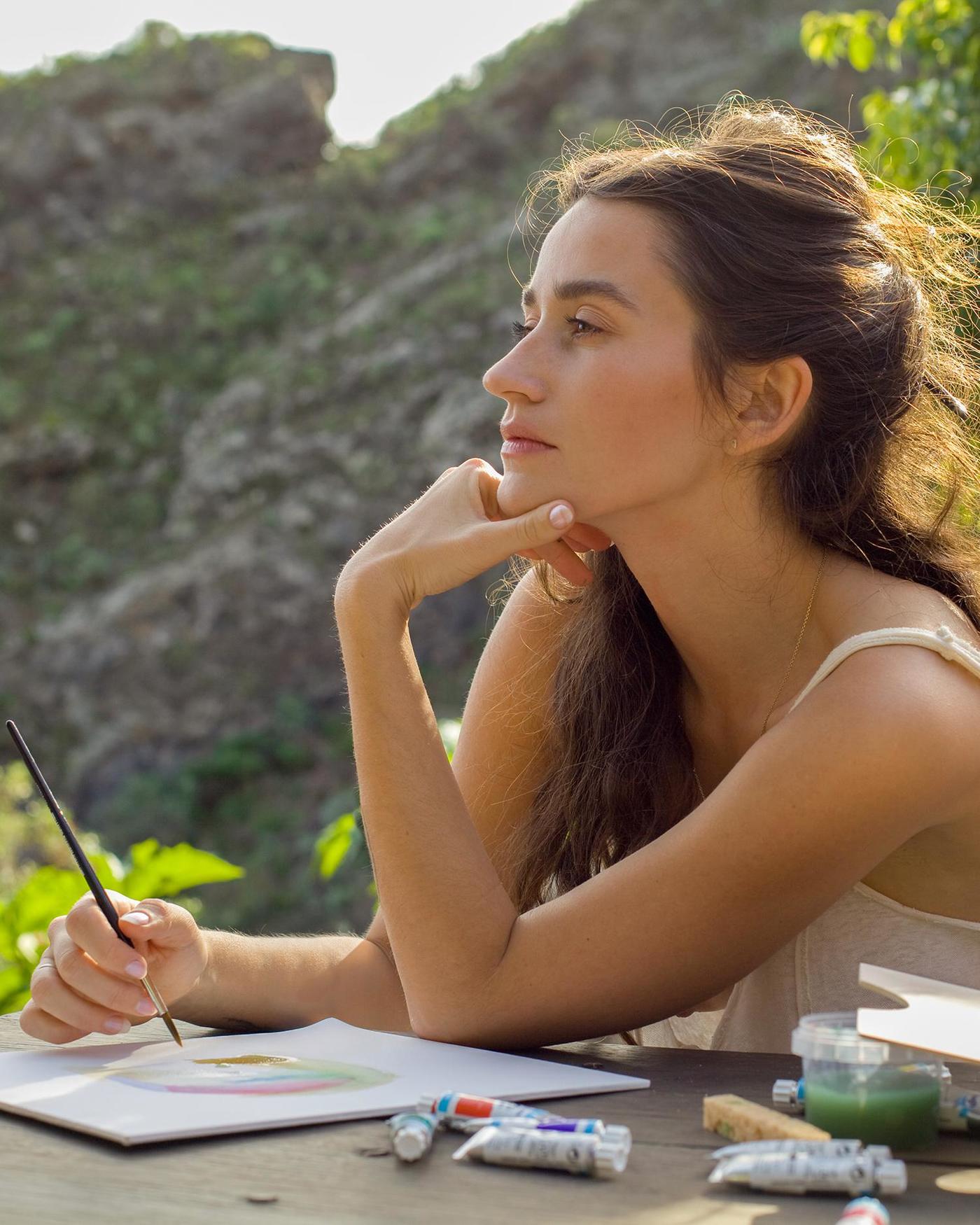A woman painting
