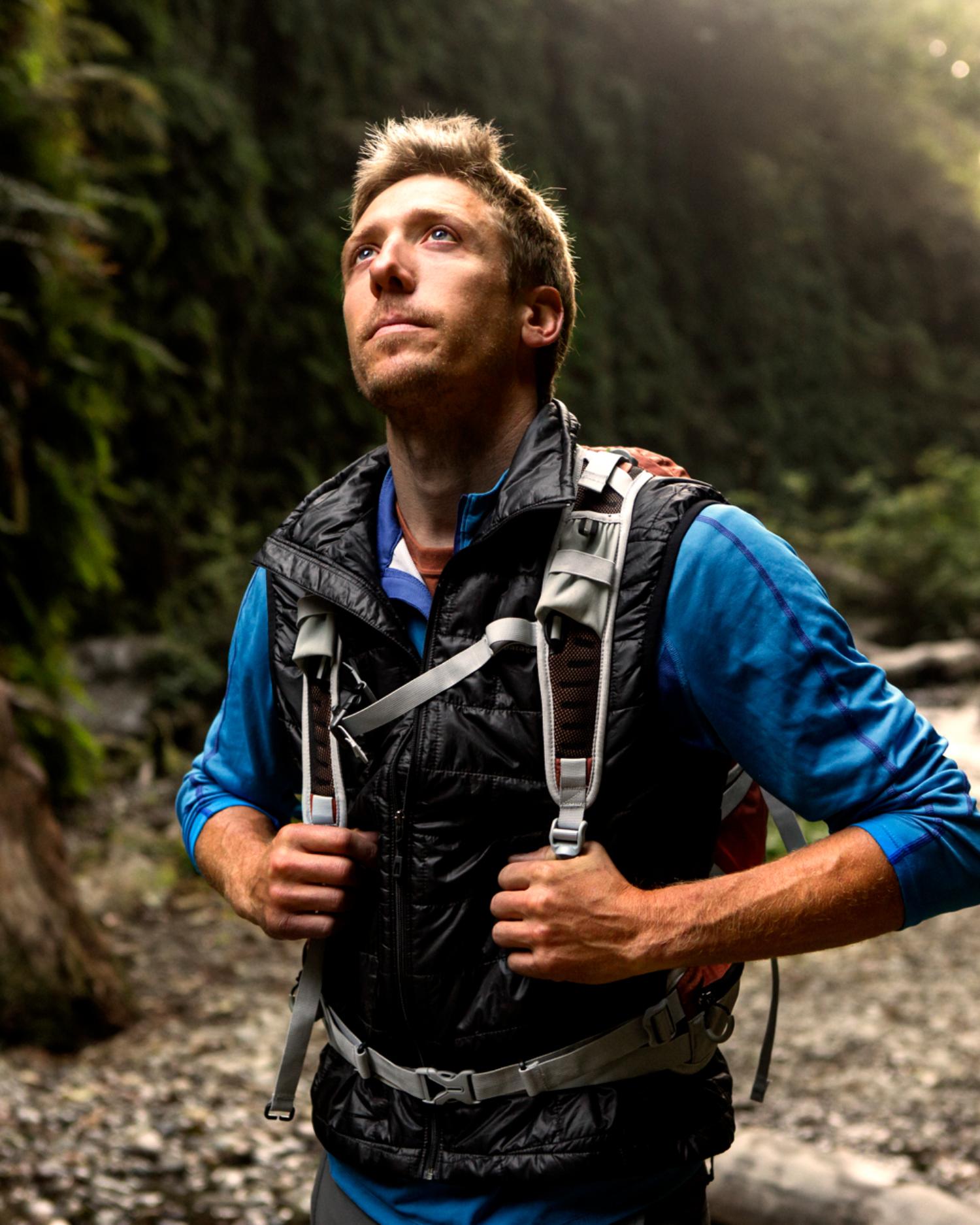 Man hiking in the redwoods