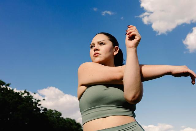 a woman stretching in the Berkshires