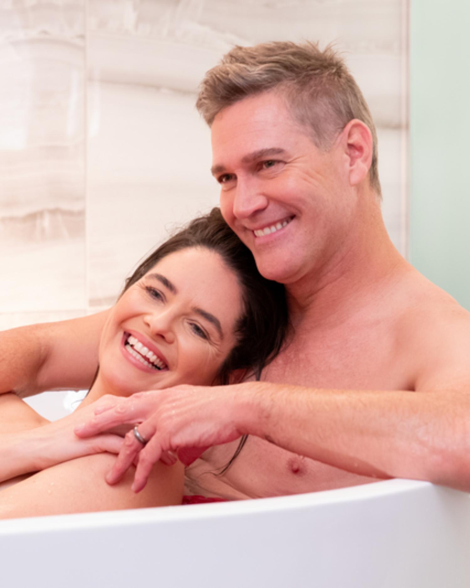 Couple taking a bath together
