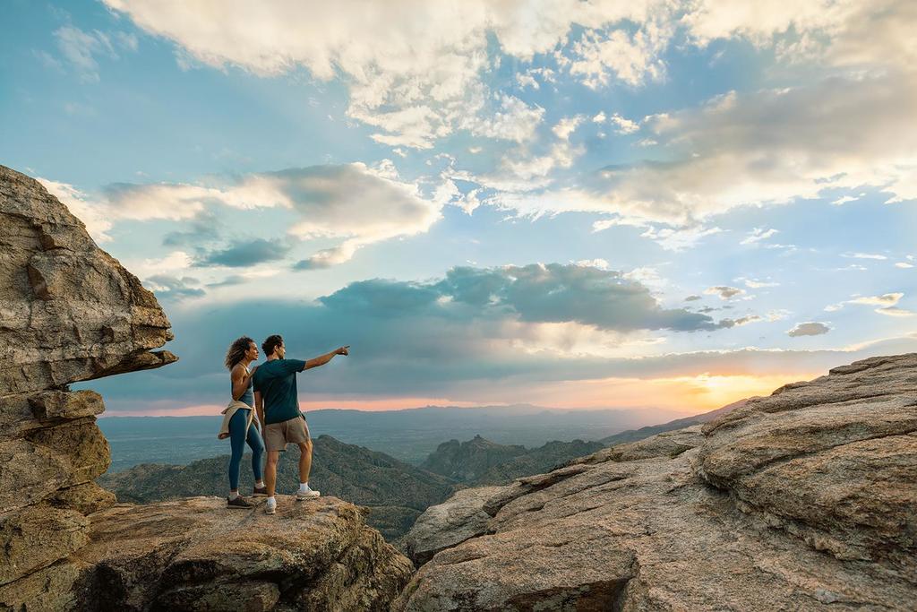 A couple hiking in the desert