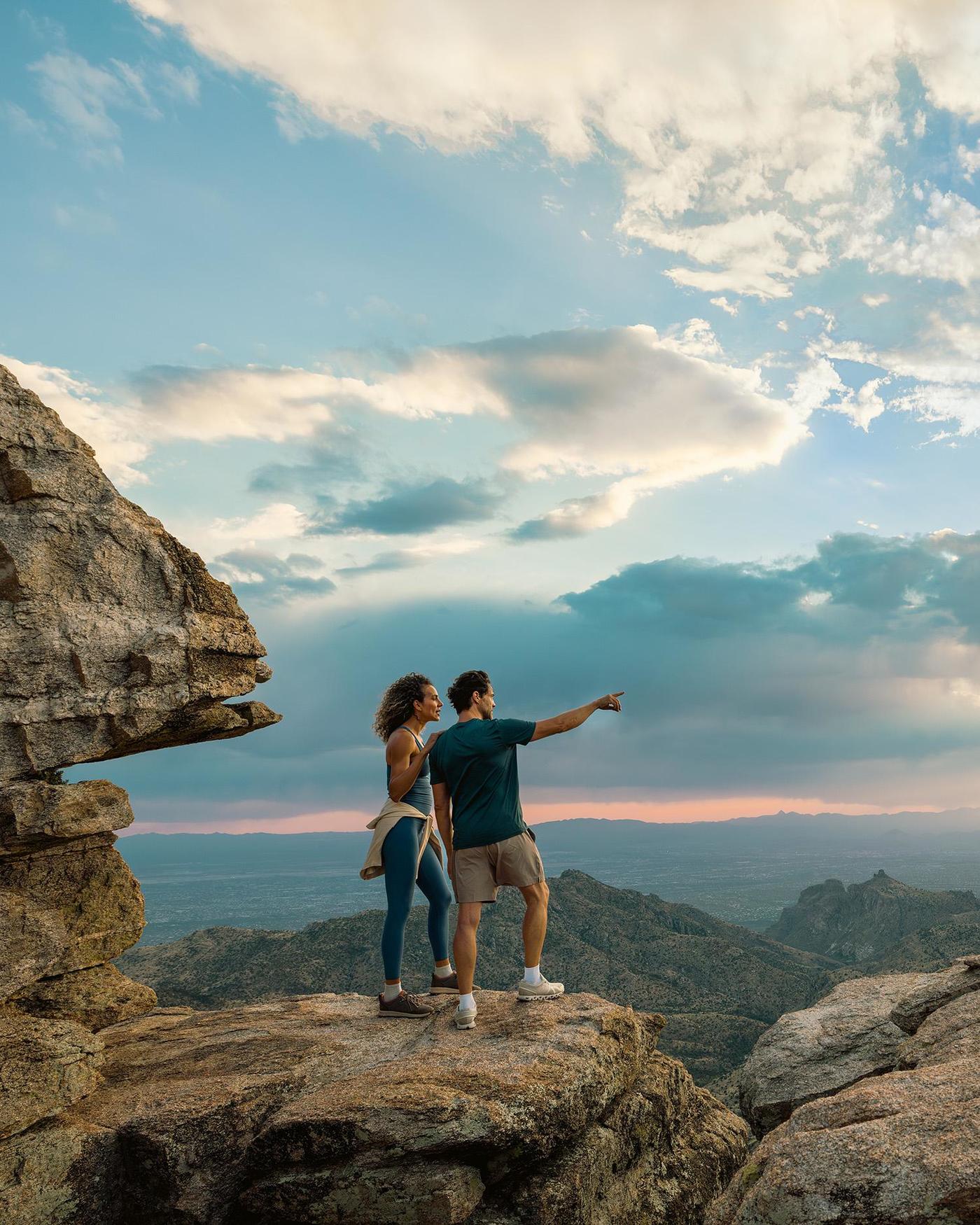 A couple hiking in the desert