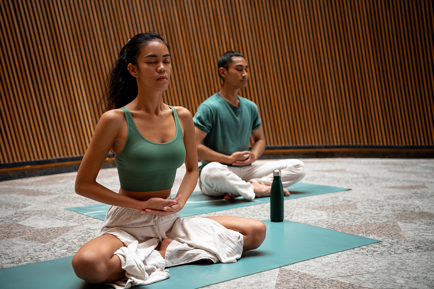 a group yoga class