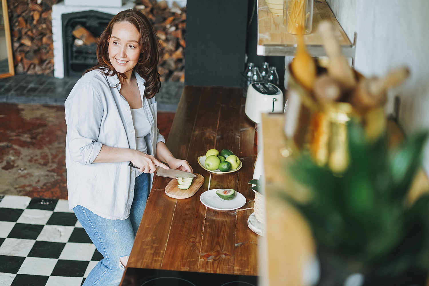 a woman cooking