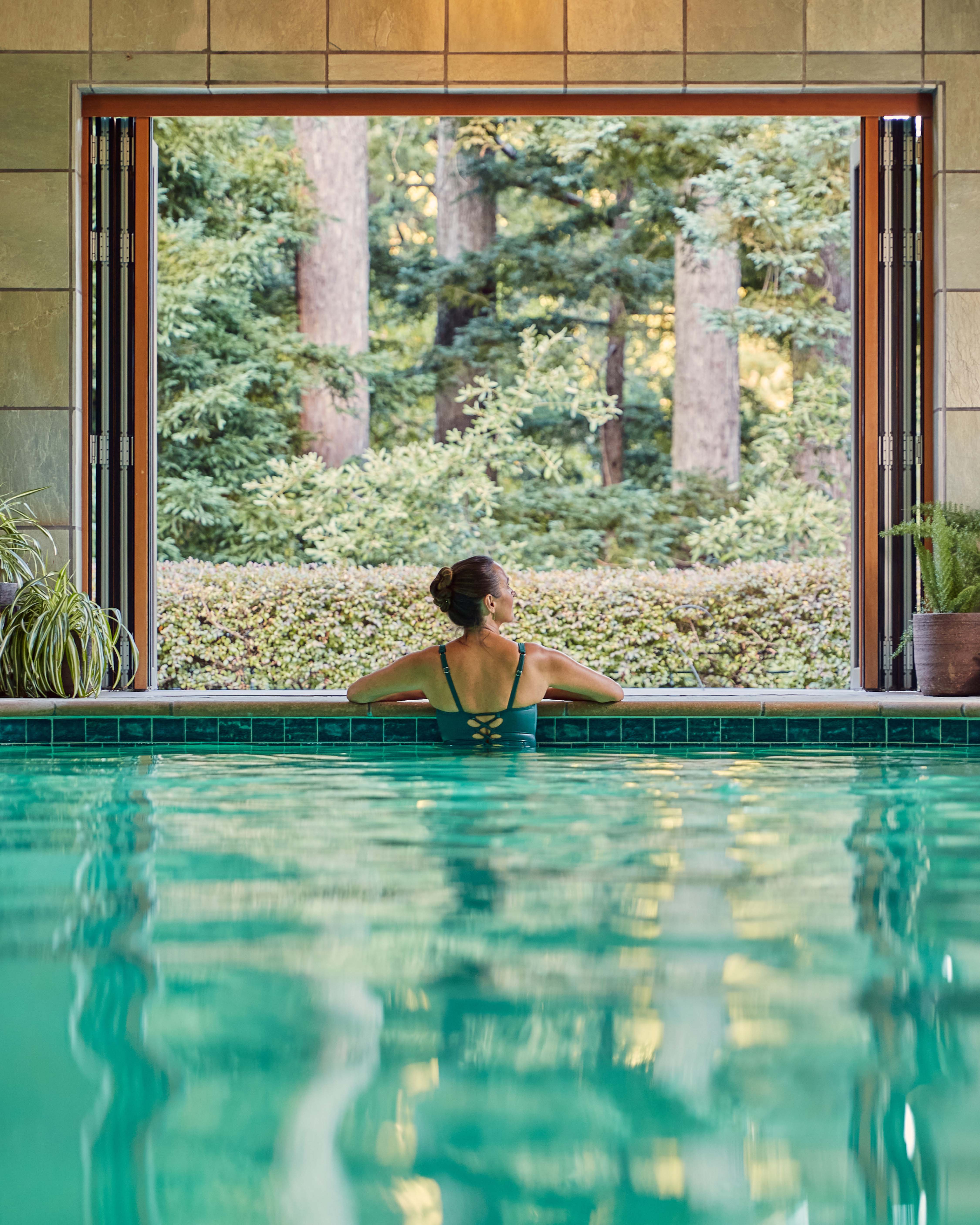 a woman in the pool at Canyon Ranch Woodside