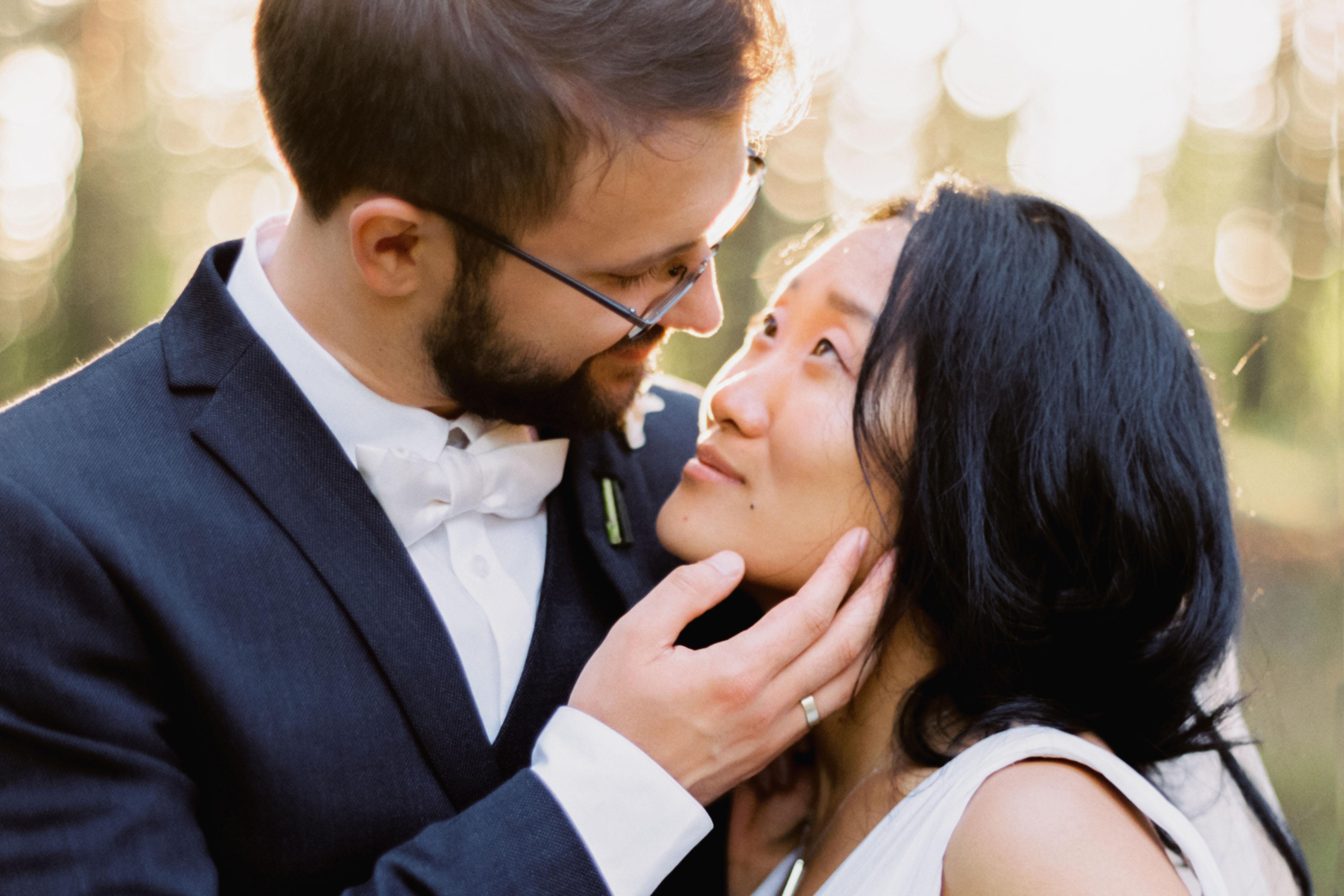 a couple embracing