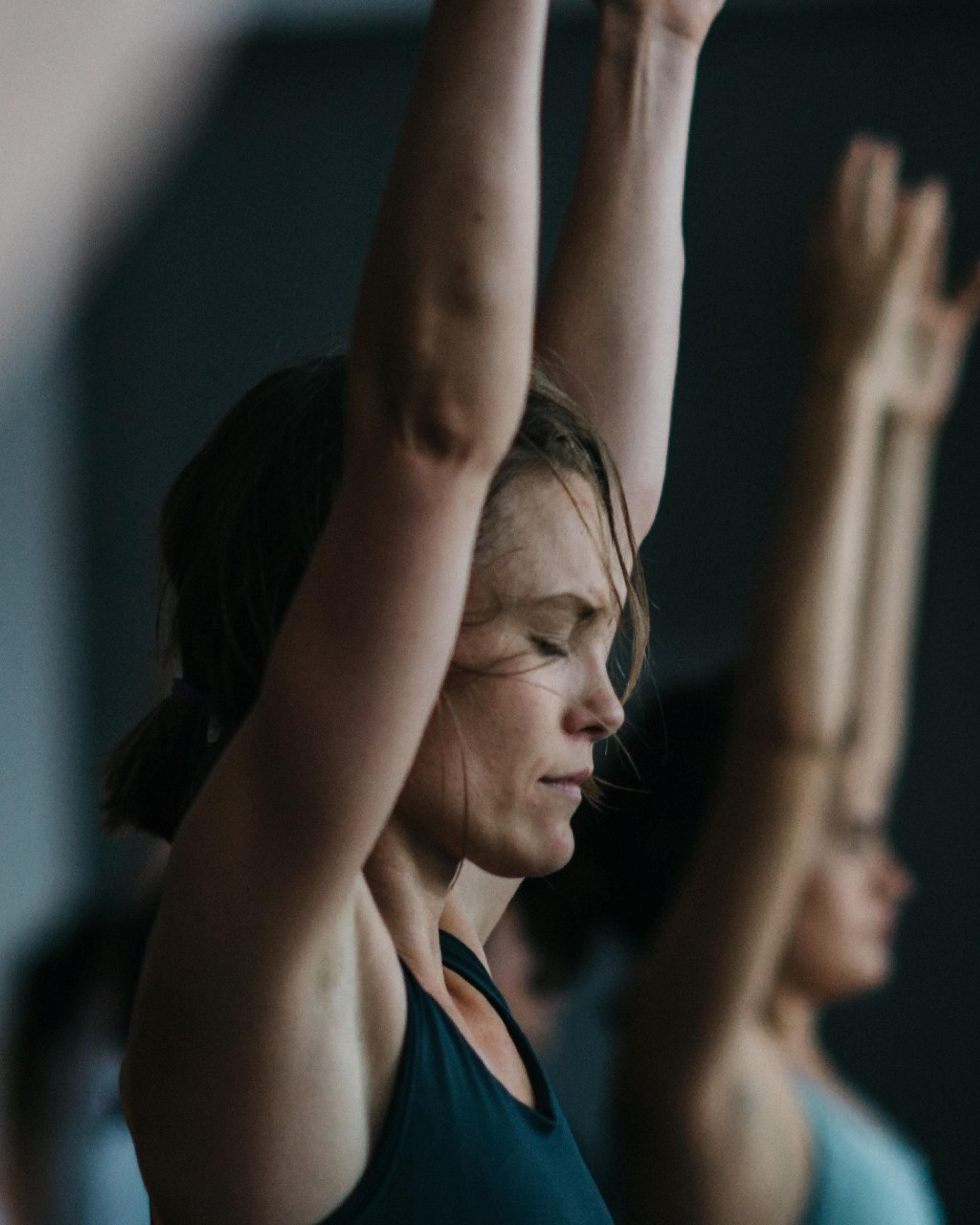 A group yoga class