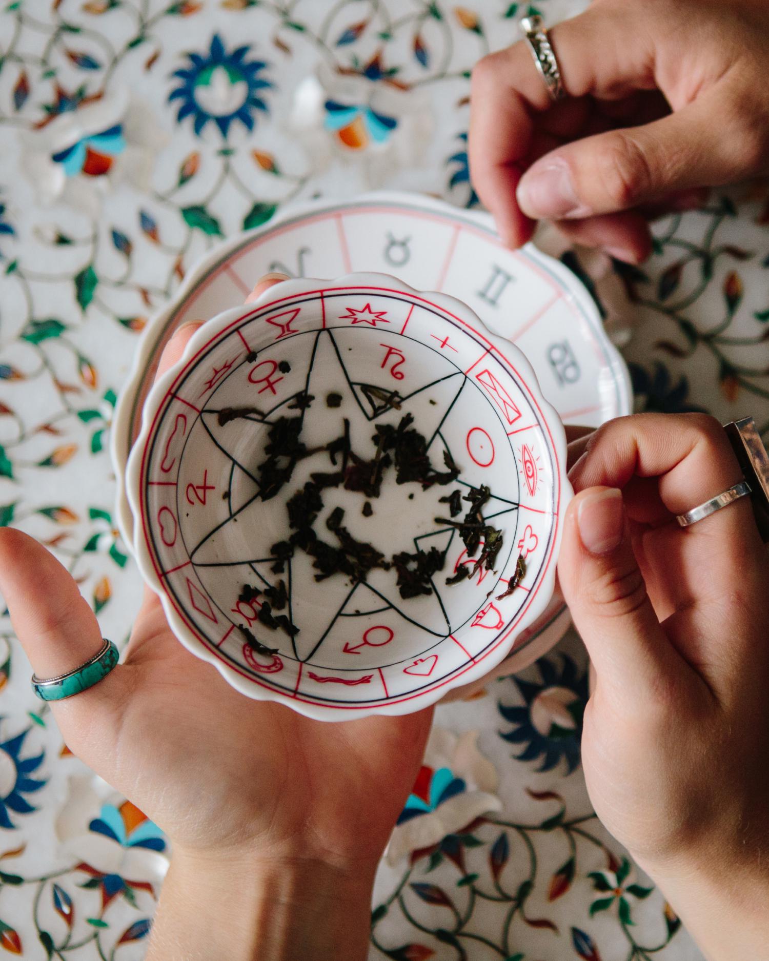An astrology tea reading cup